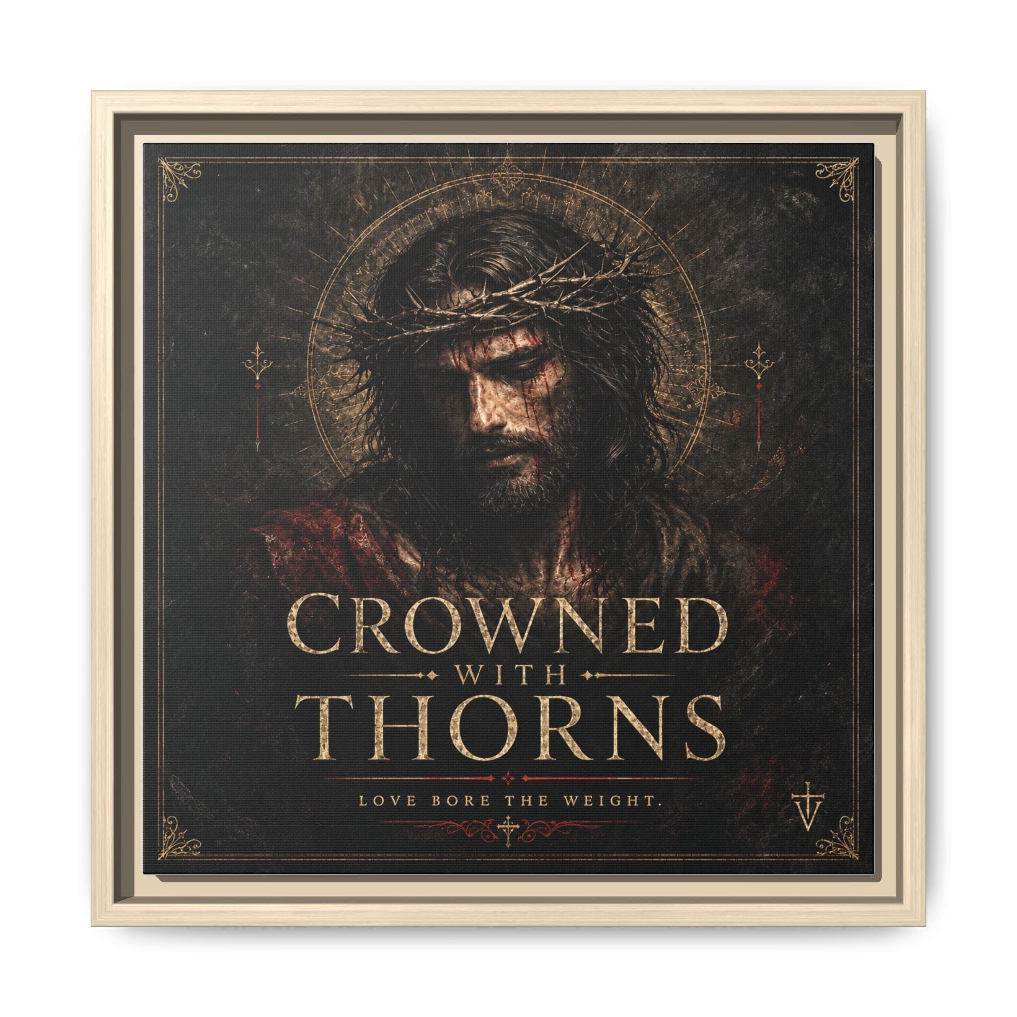 Norvane Crowned with Thorns Framed Canvas – Religious Wall Art in Natural – view 30