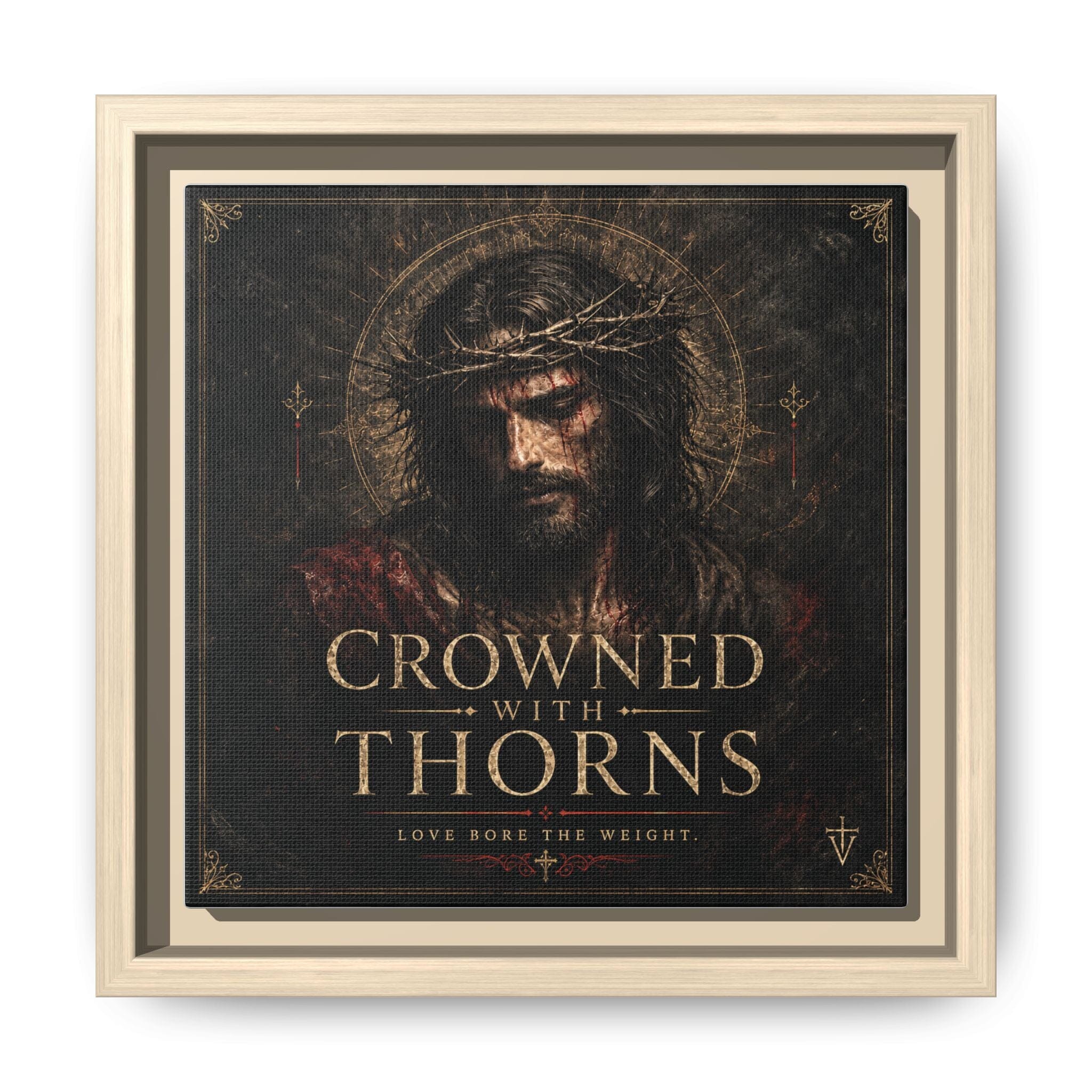 Norvane Crowned with Thorns Framed Canvas – Religious Wall Art in Natural – view 8