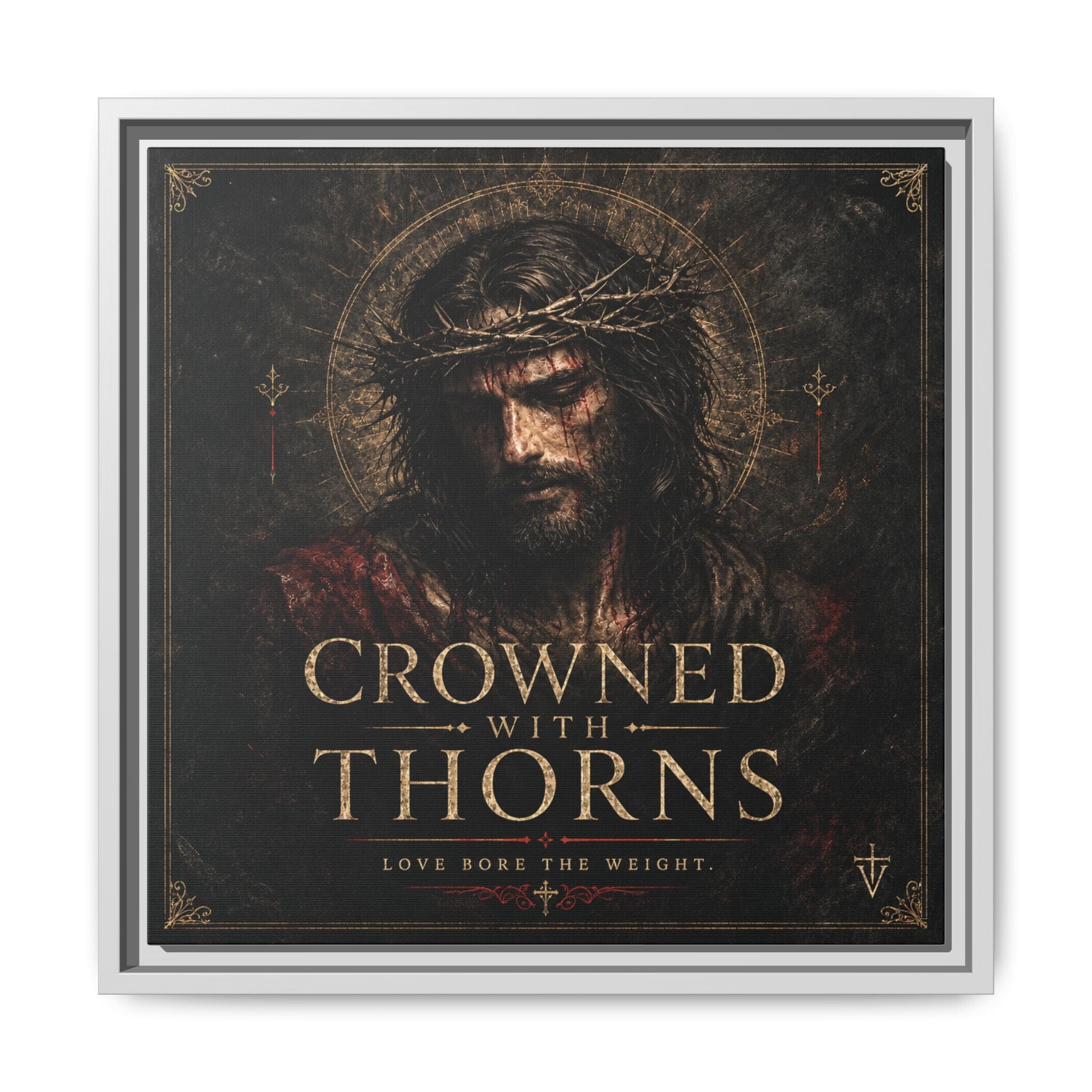 Norvane Crowned with Thorns Framed Canvas – Religious Wall Art in White – view 15