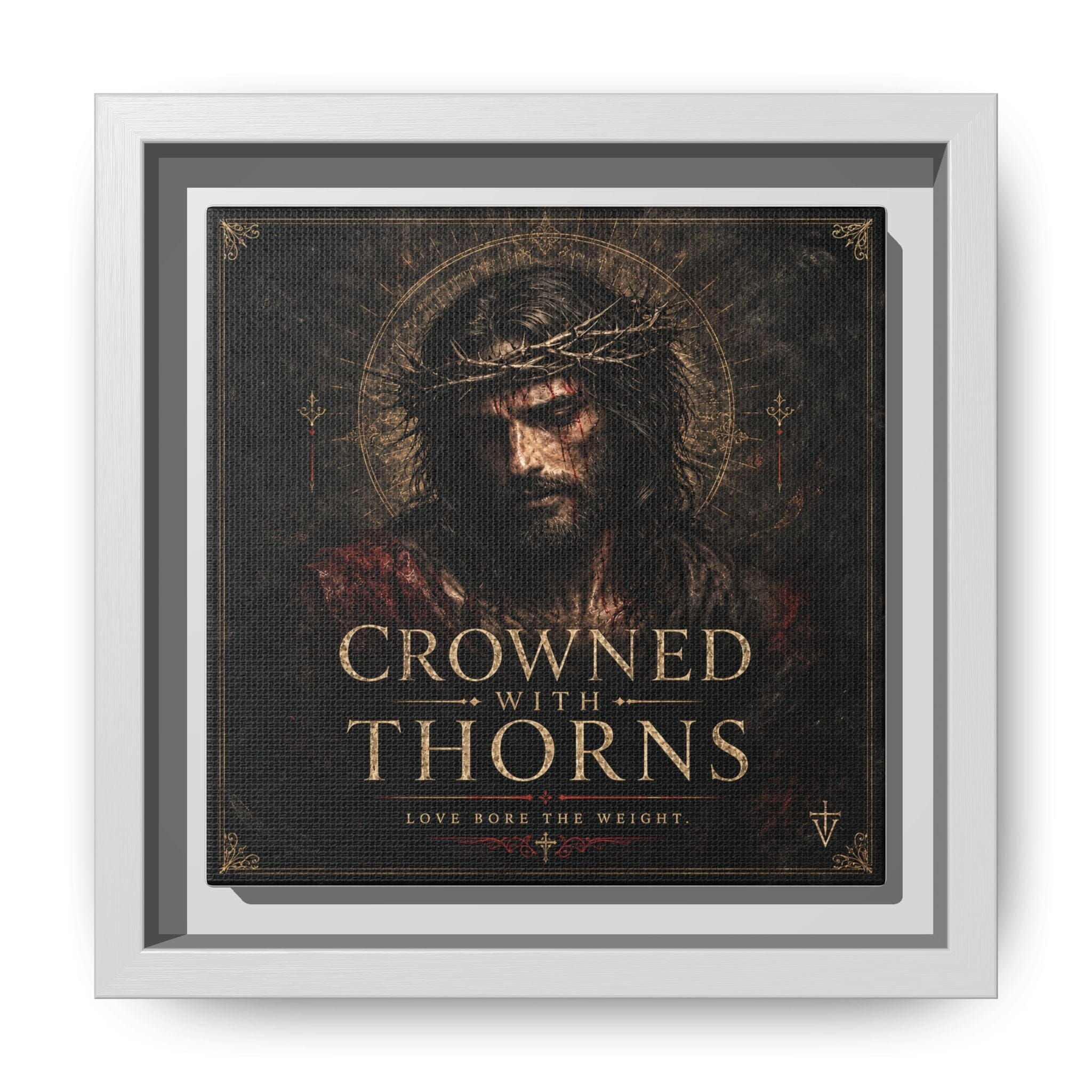 Norvane Crowned with Thorns Framed Canvas – Religious Wall Art in White – view 17
