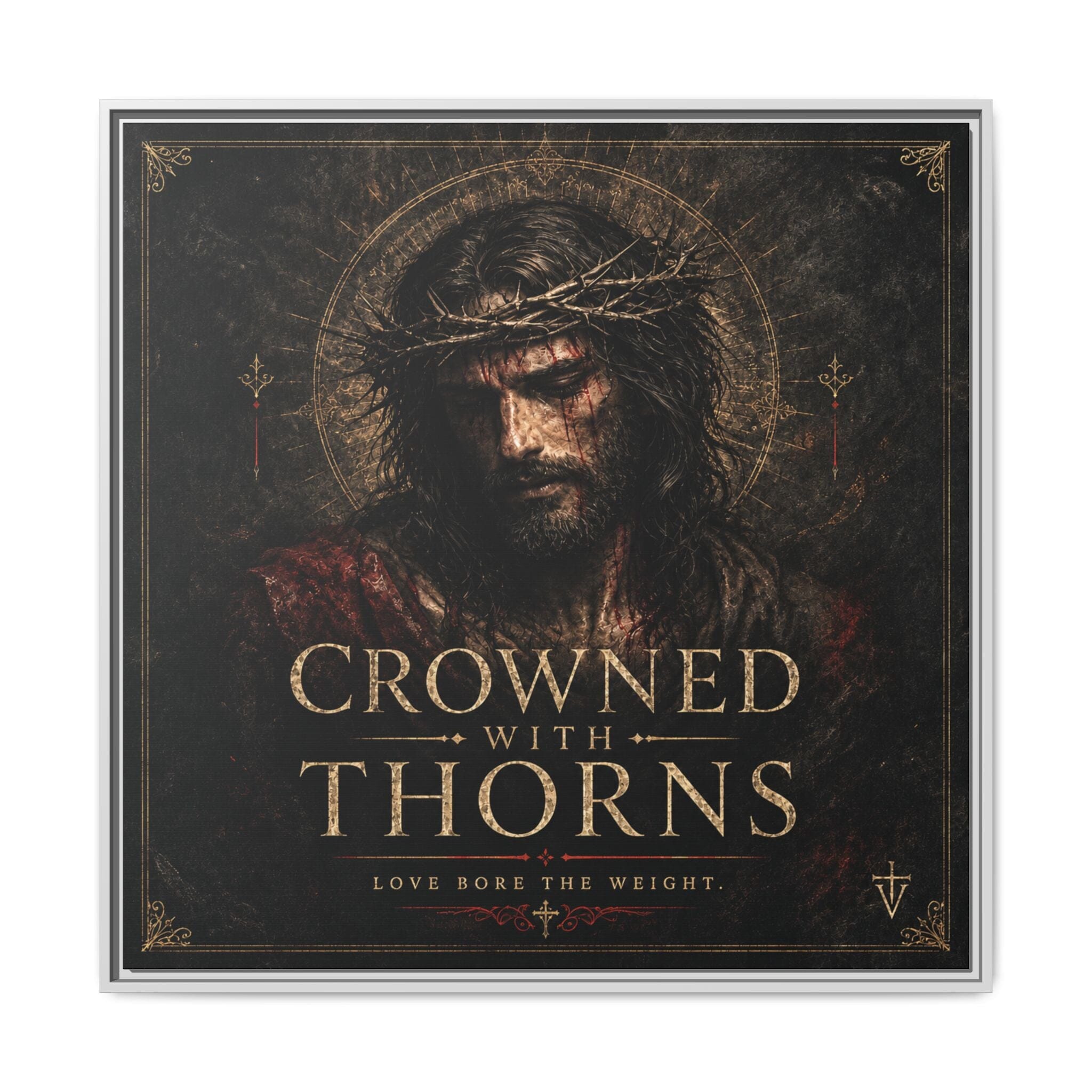 Norvane Crowned with Thorns Framed Canvas – Religious Wall Art in White – view 25