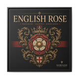 Norvane English Rose Framed Canvas – Vintage Tudor Crest Wall Art in Black