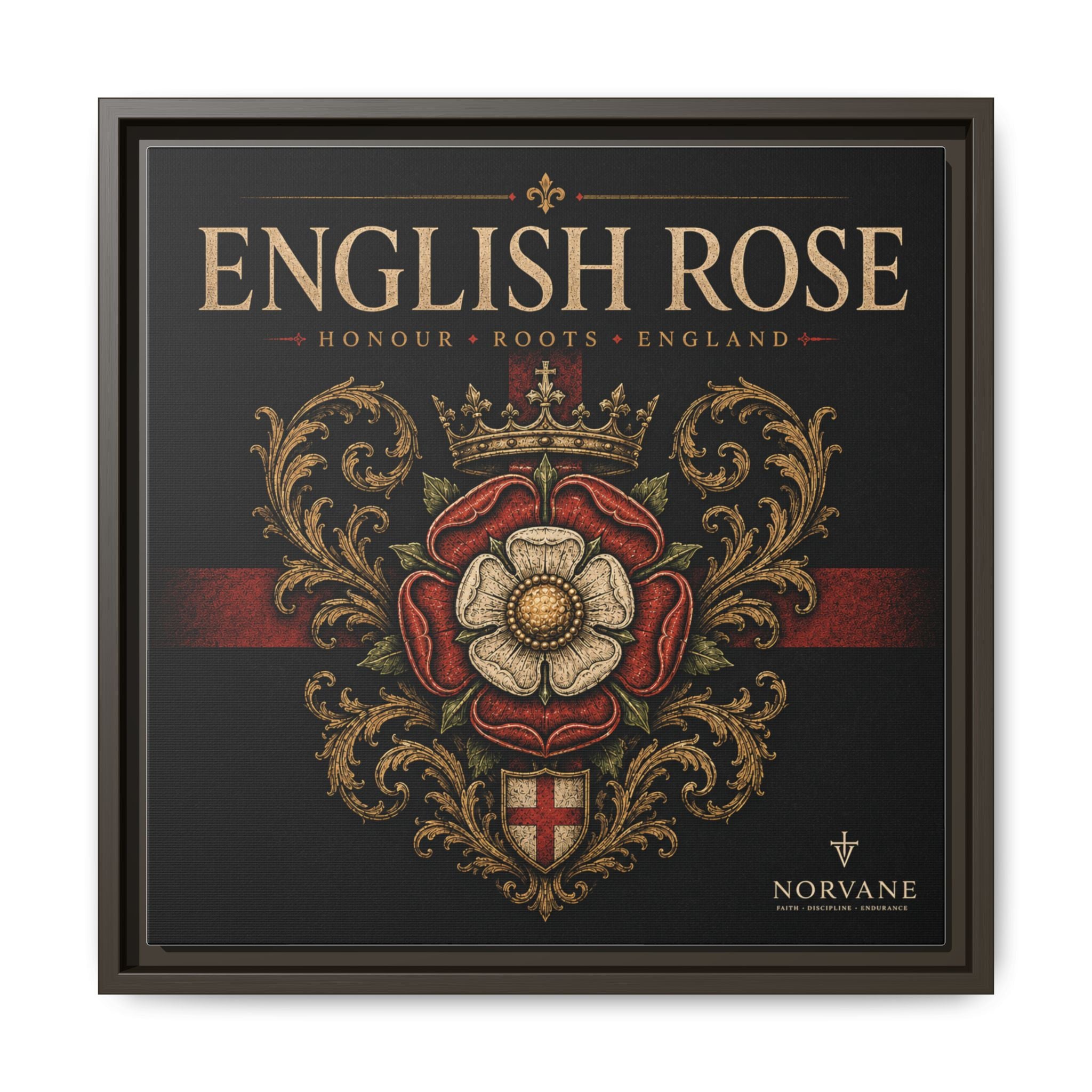Norvane English Rose Framed Canvas – Vintage Tudor Crest Wall Art in Espresso – view 14