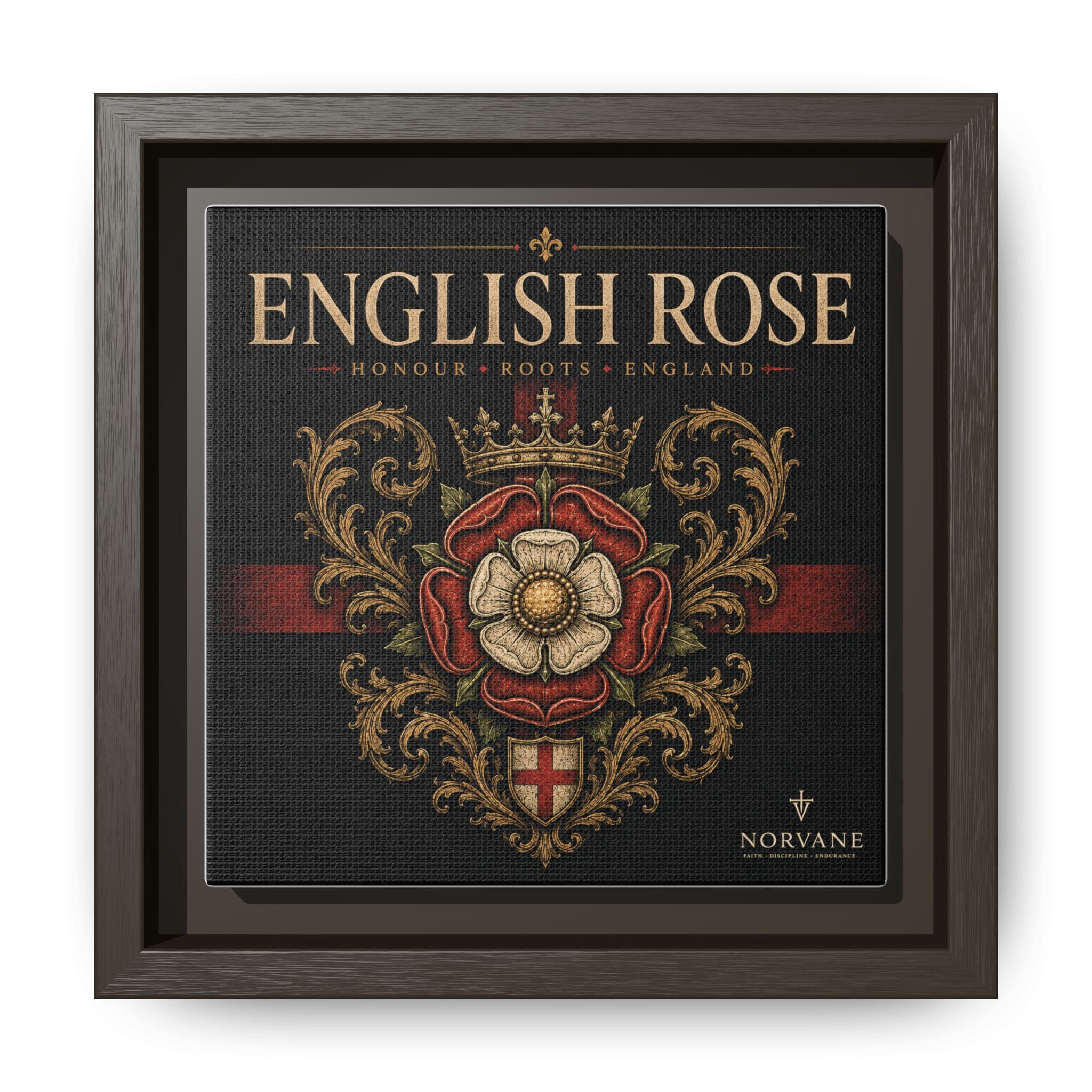 Norvane English Rose Framed Canvas – Vintage Tudor Crest Wall Art in Espresso – view 19