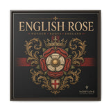 Norvane English Rose Framed Canvas – Vintage Tudor Crest Wall Art in Espresso