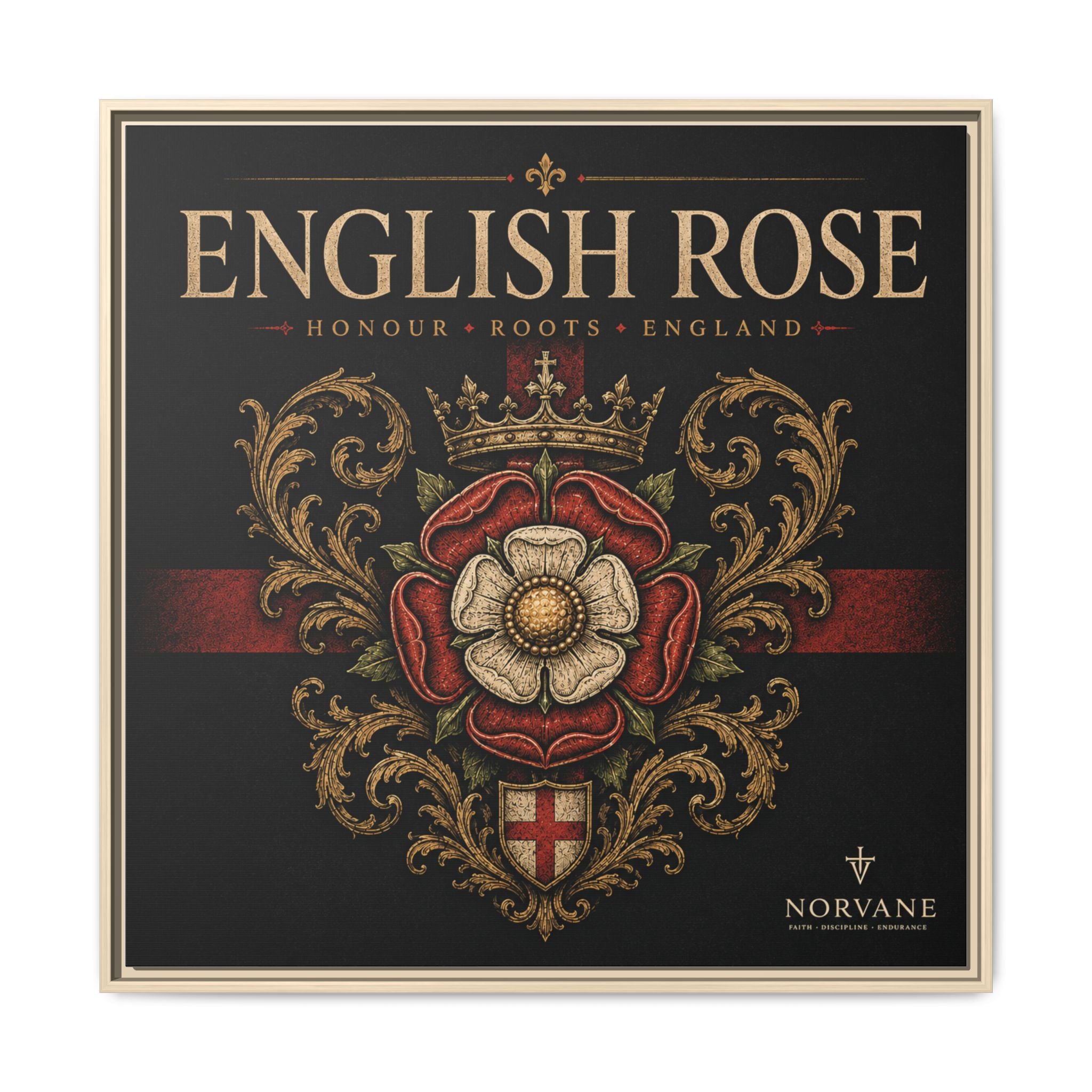 Norvane English Rose Framed Canvas – Vintage Tudor Crest Wall Art in Natural – view 10