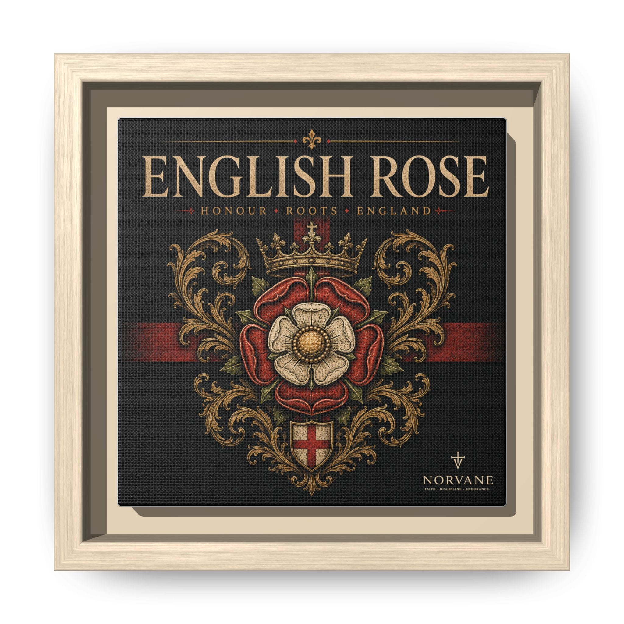 Norvane English Rose Framed Canvas – Vintage Tudor Crest Wall Art in Natural – view 20