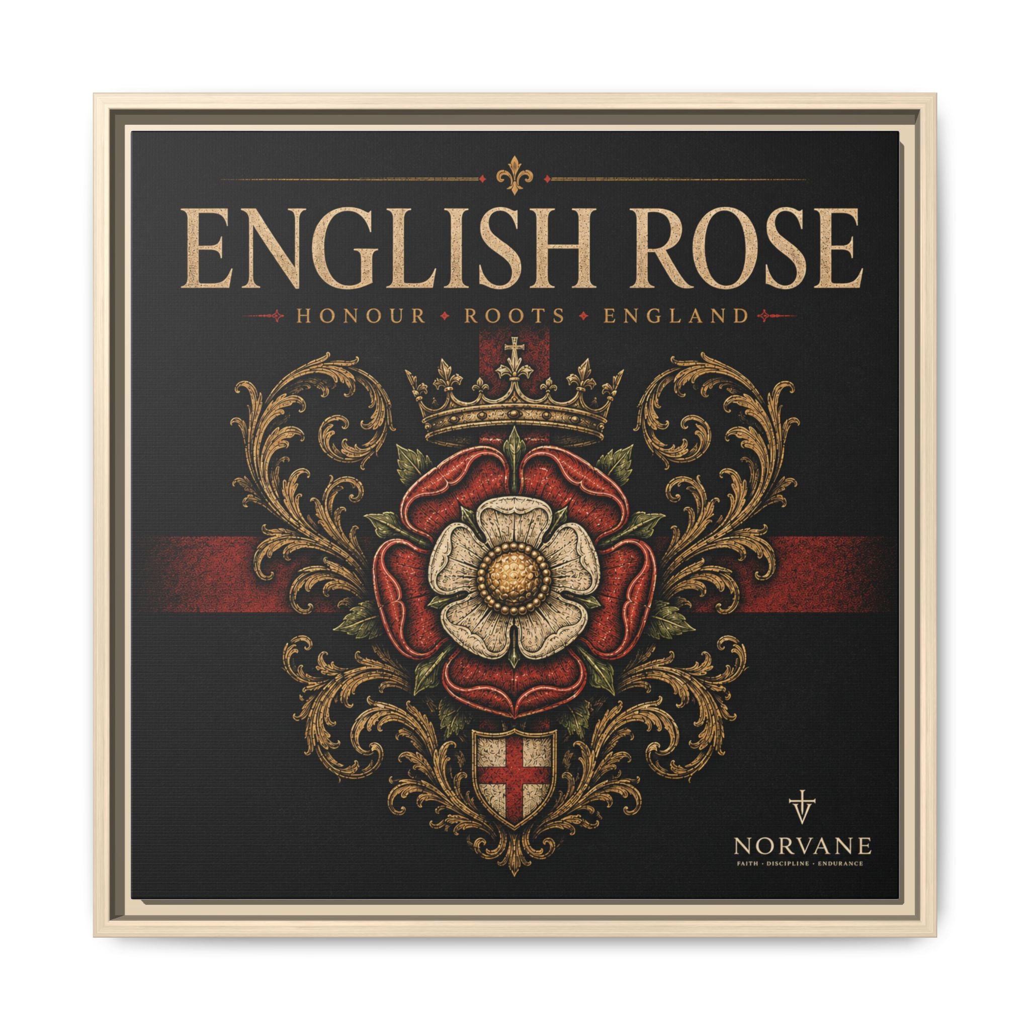 Norvane English Rose Framed Canvas – Vintage Tudor Crest Wall Art in Natural – view 23