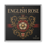 Norvane English Rose Framed Canvas – Vintage Tudor Crest Wall Art in White