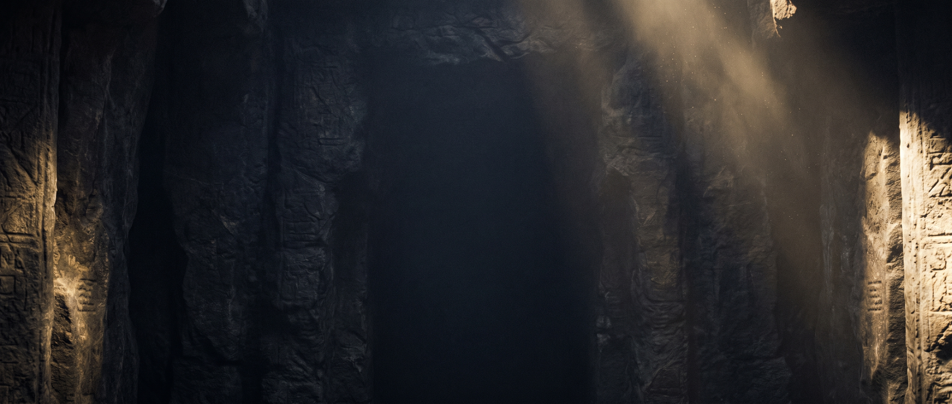 Norvane brand ethos banner — cinematic dark carved stone with a warm shaft of light