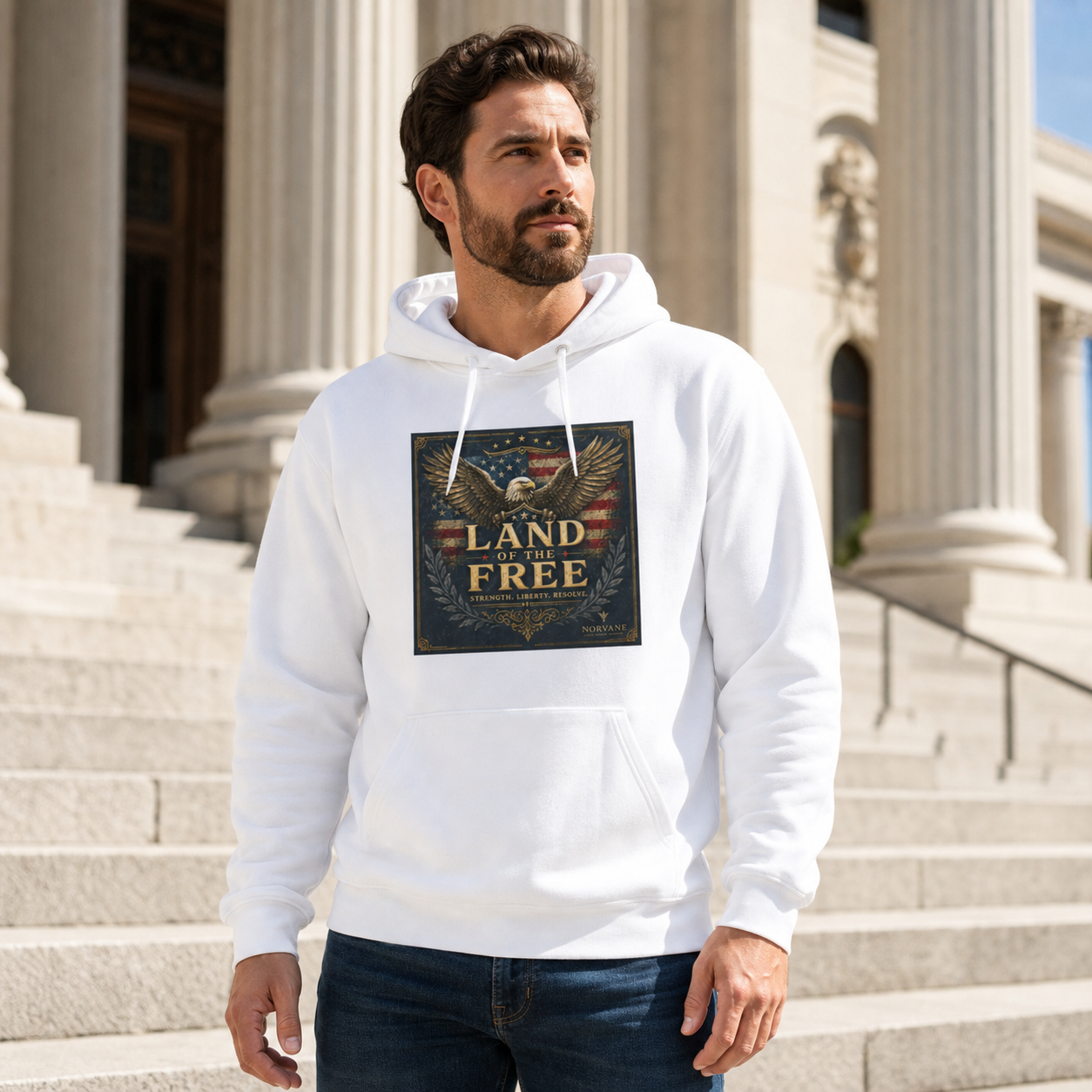 Norvane Freedom Eagle Hoodie – Land of the Free Patriotic Pullover – view 4