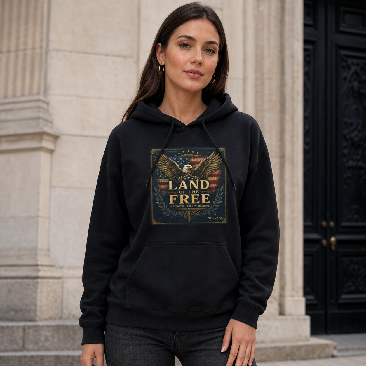 Norvane Freedom Eagle Hoodie – Land of the Free Patriotic Pullover – view 5