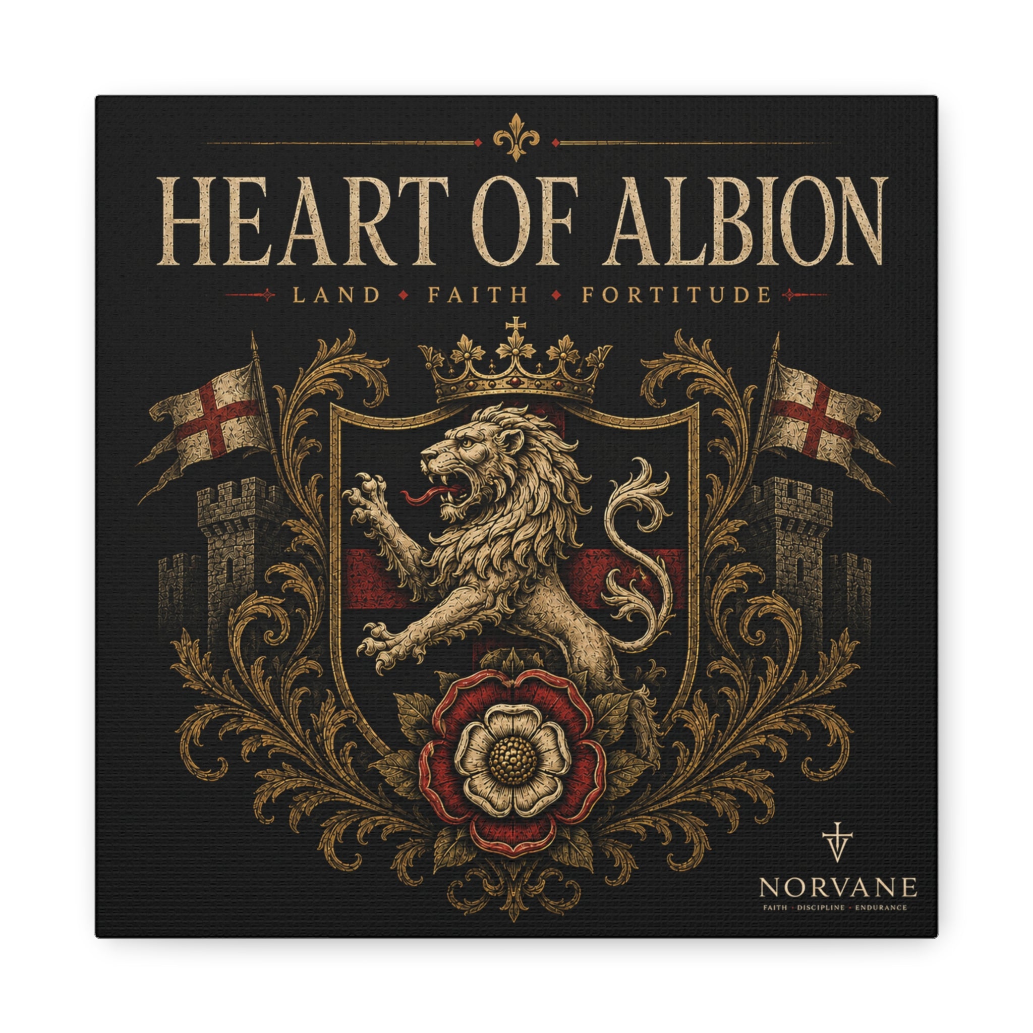 Norvane Heart of Albion Canvas – English Lion Crest Stretched Wall Art – view 2