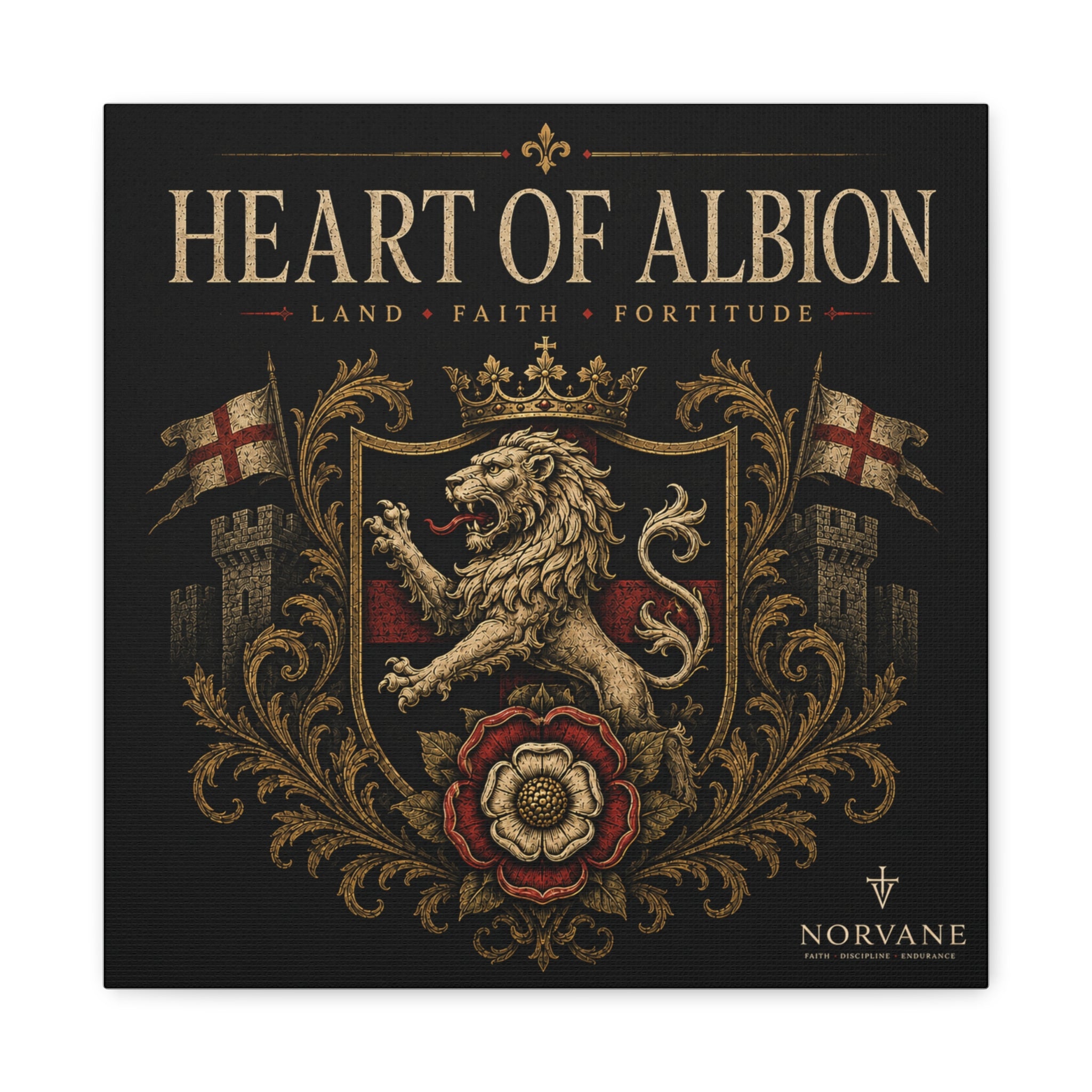 Norvane Heart of Albion Canvas – English Lion Crest Stretched Wall Art – view 4