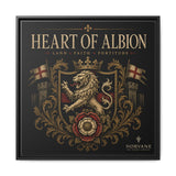 Norvane Heart of Albion Framed Canvas – Vintage English Lion Crest in Black