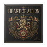 Norvane Heart of Albion Framed Canvas – Vintage English Lion Crest in Espresso