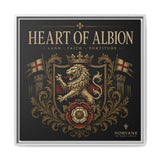 Norvane Heart of Albion Framed Canvas – Vintage English Lion Crest in White