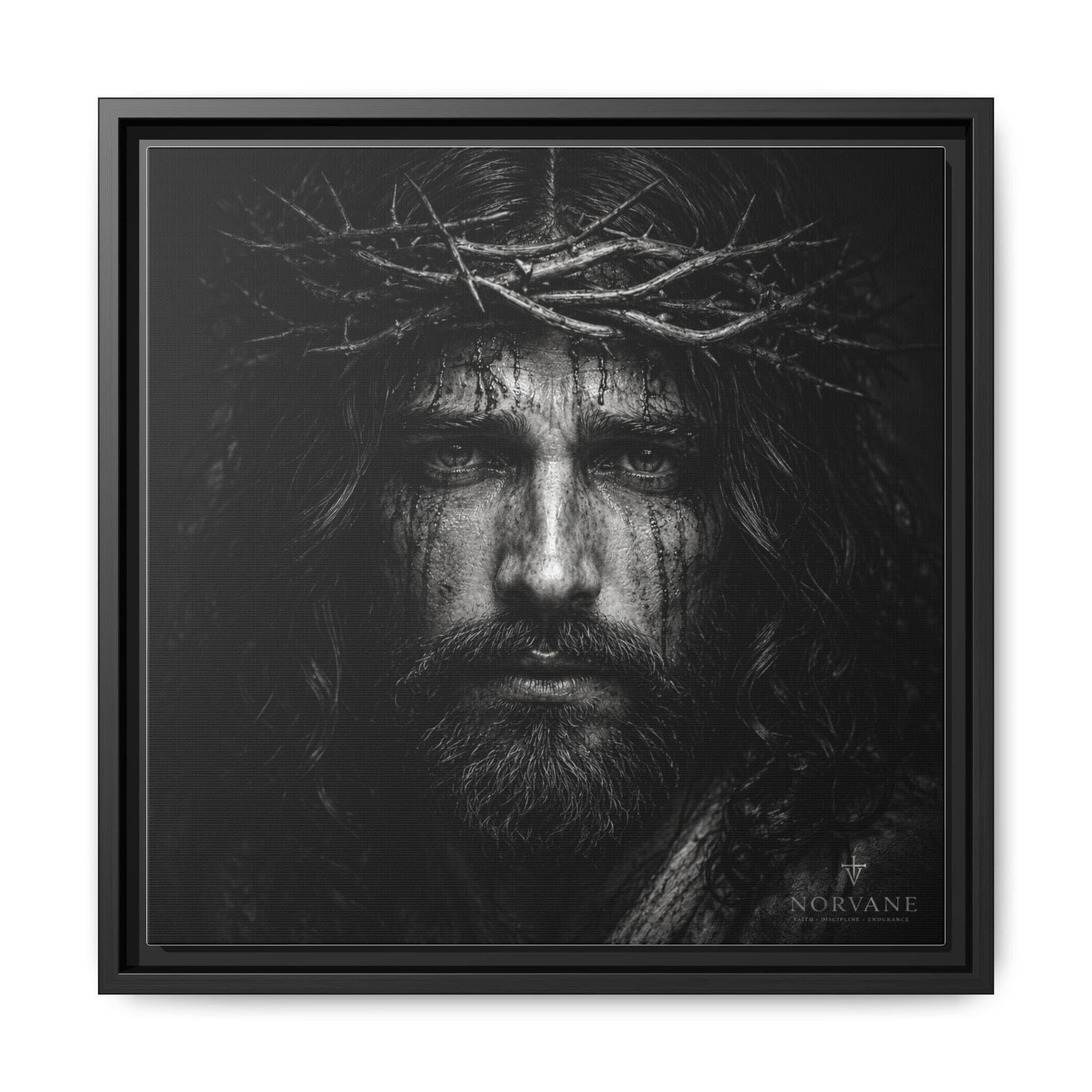 Norvane Jesus Crown of Thorns Canvas Print – Black & White Wall Art in Black – view 16
