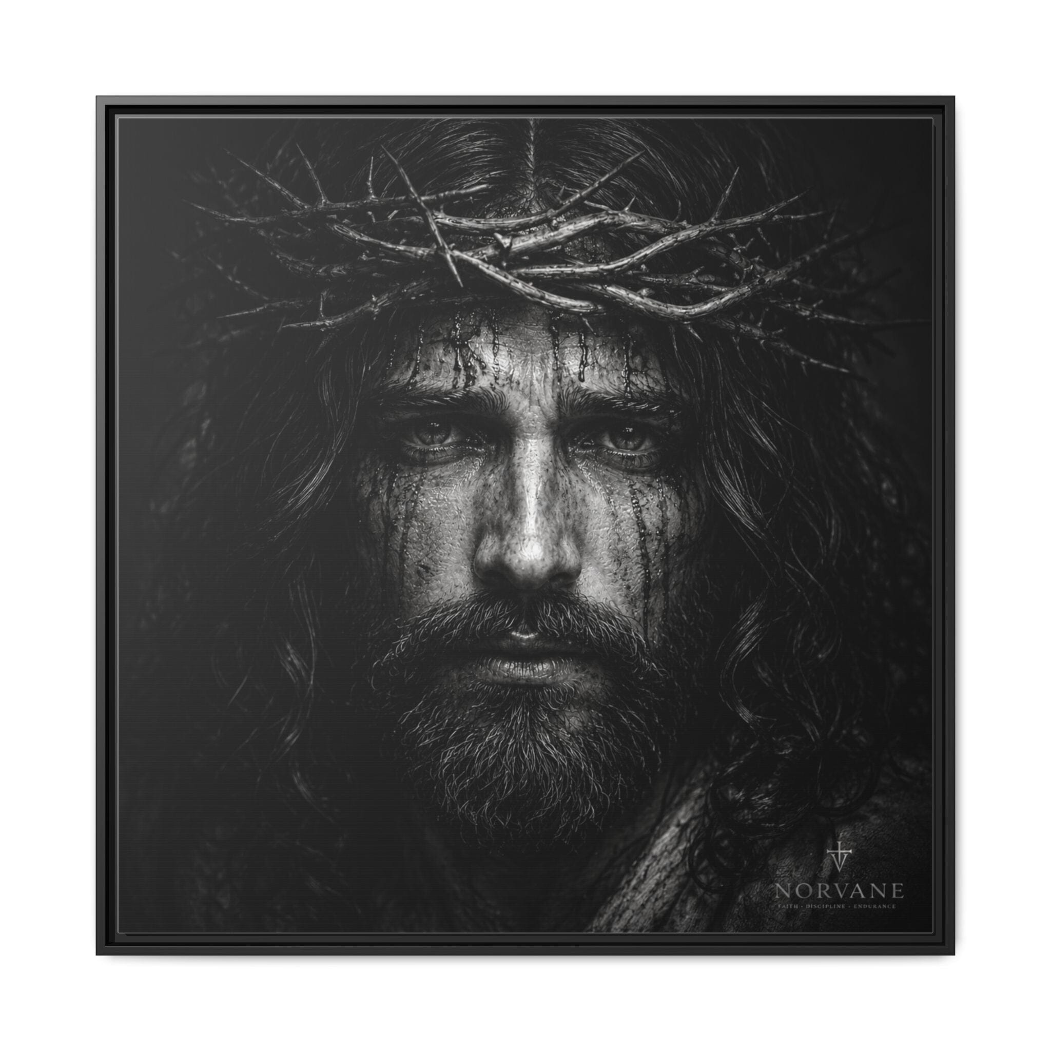 Norvane Jesus Crown of Thorns Canvas Print – Black & White Wall Art in Black – view 26