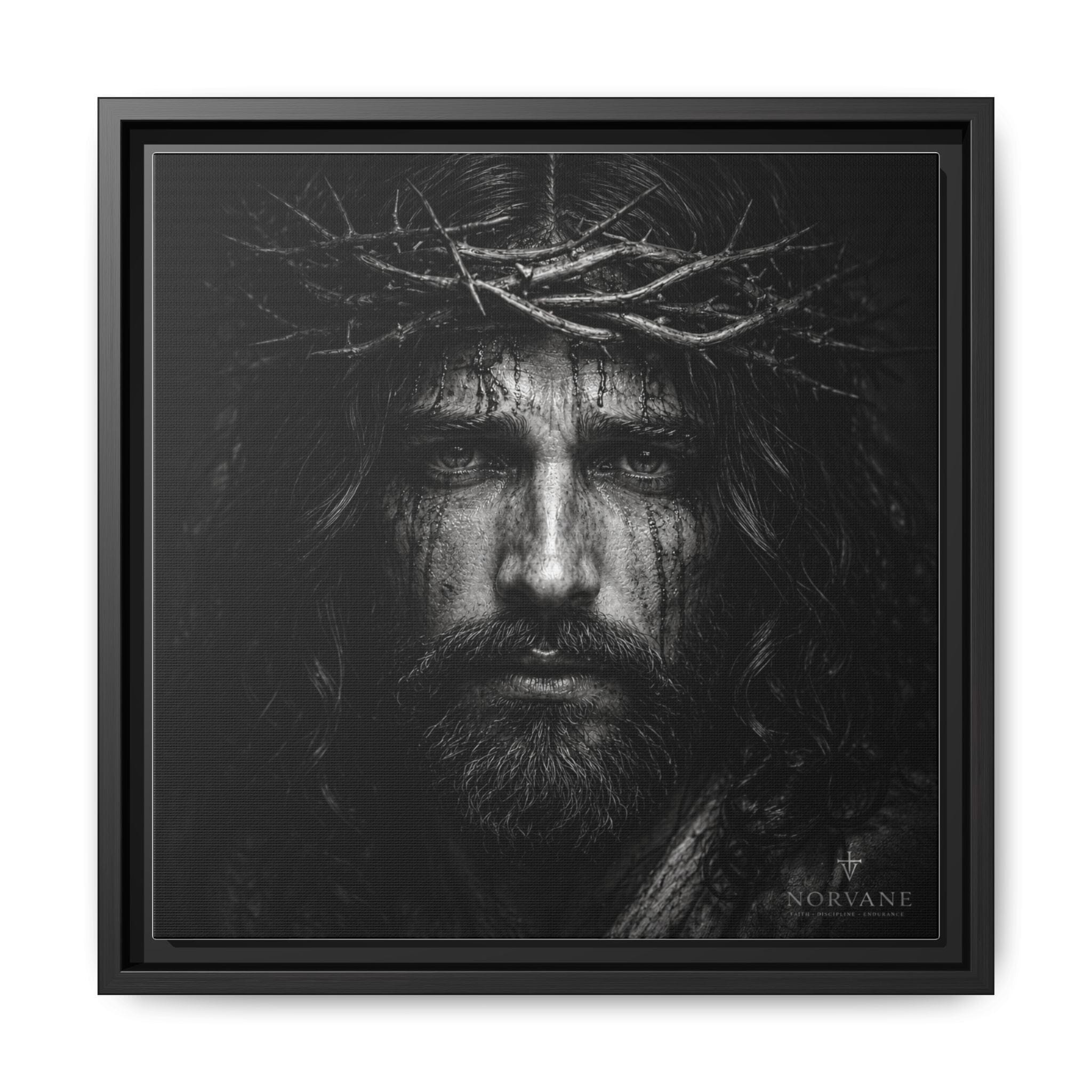 Norvane Jesus Crown of Thorns Canvas Print – Black & White Wall Art in Black – view 29