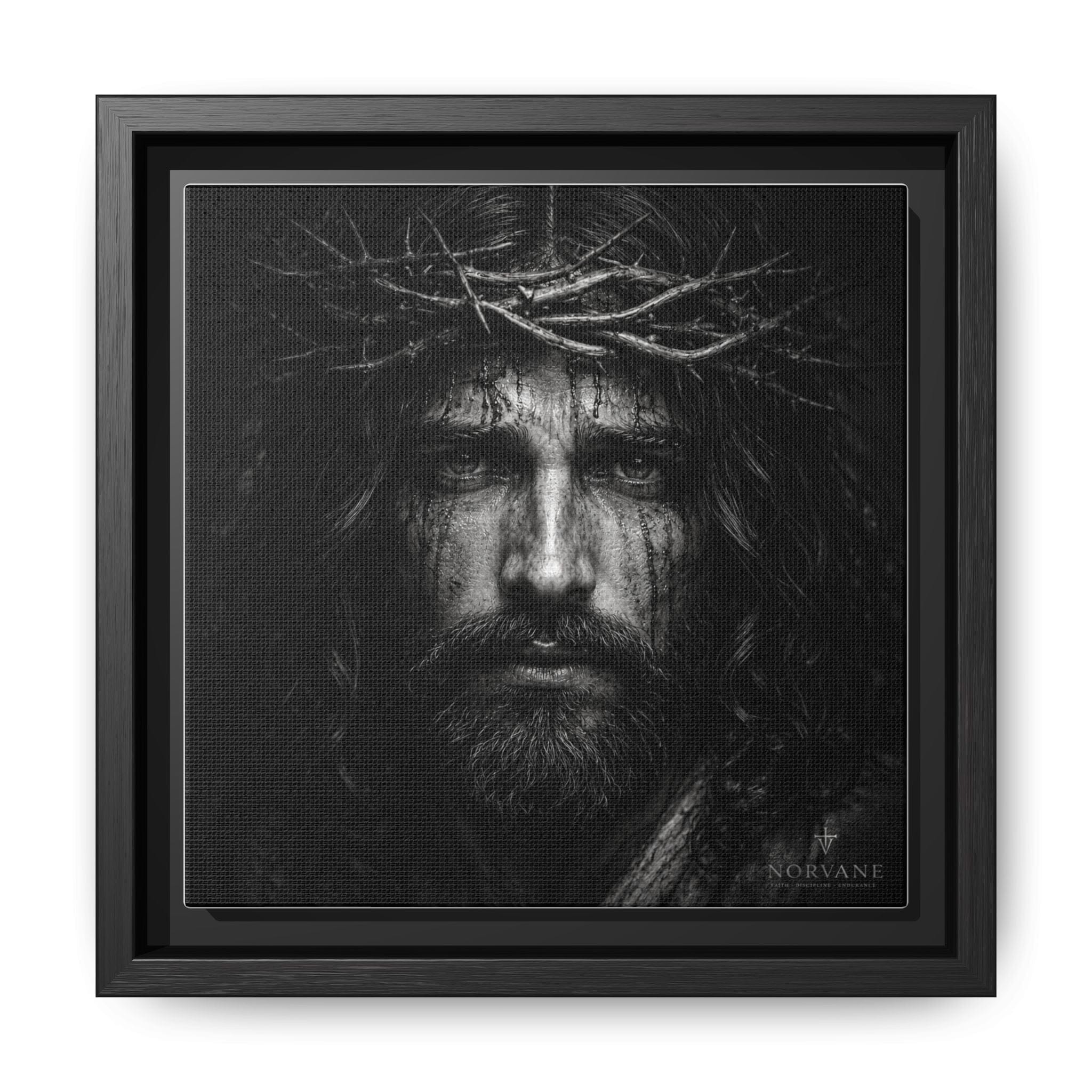 Norvane Jesus Crown of Thorns Canvas Print – Black & White Wall Art in Black – view 6