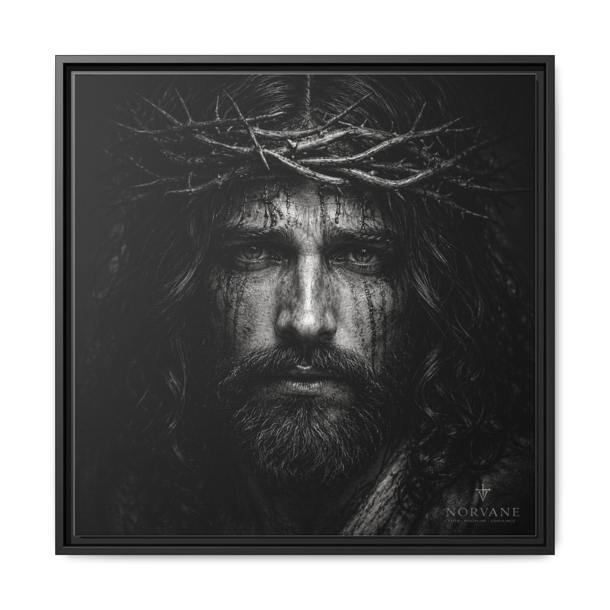 Norvane Jesus Crown of Thorns Canvas Print – Black & White Wall Art in Black