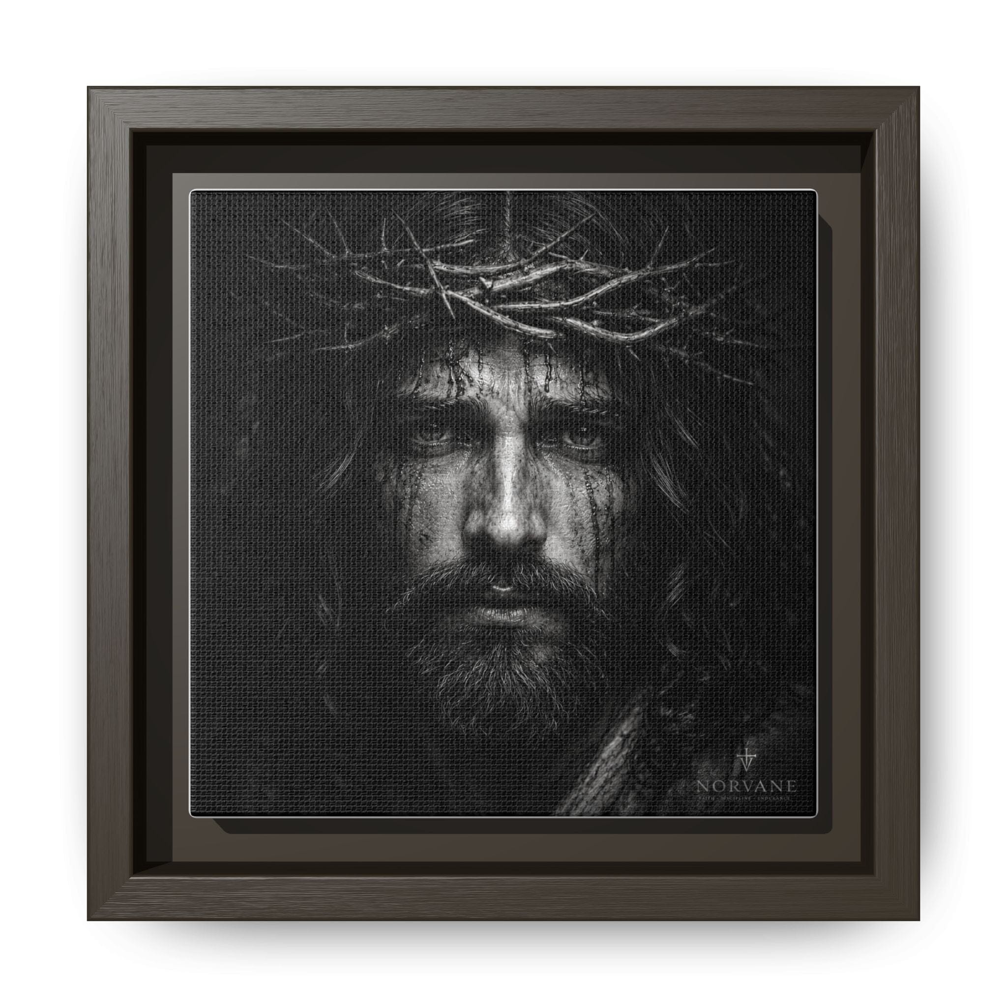 Norvane Jesus Crown of Thorns Canvas Print – Black & White Wall Art in Espresso – view 19