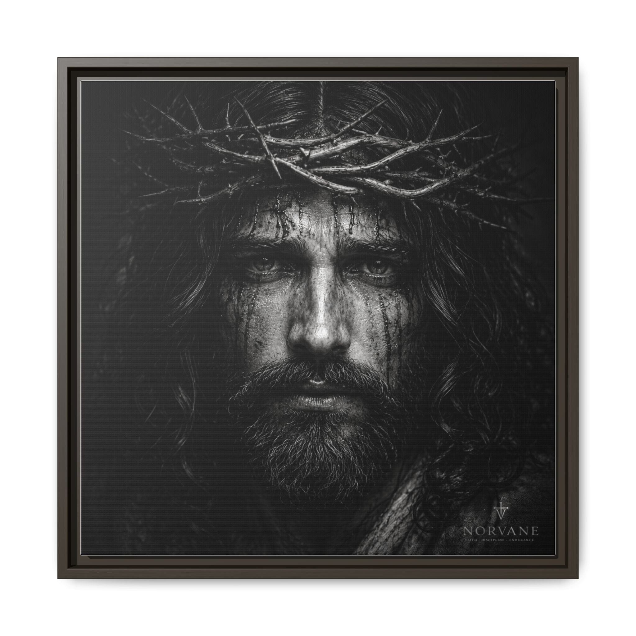 Norvane Jesus Crown of Thorns Canvas Print – Black & White Wall Art in Espresso – view 22