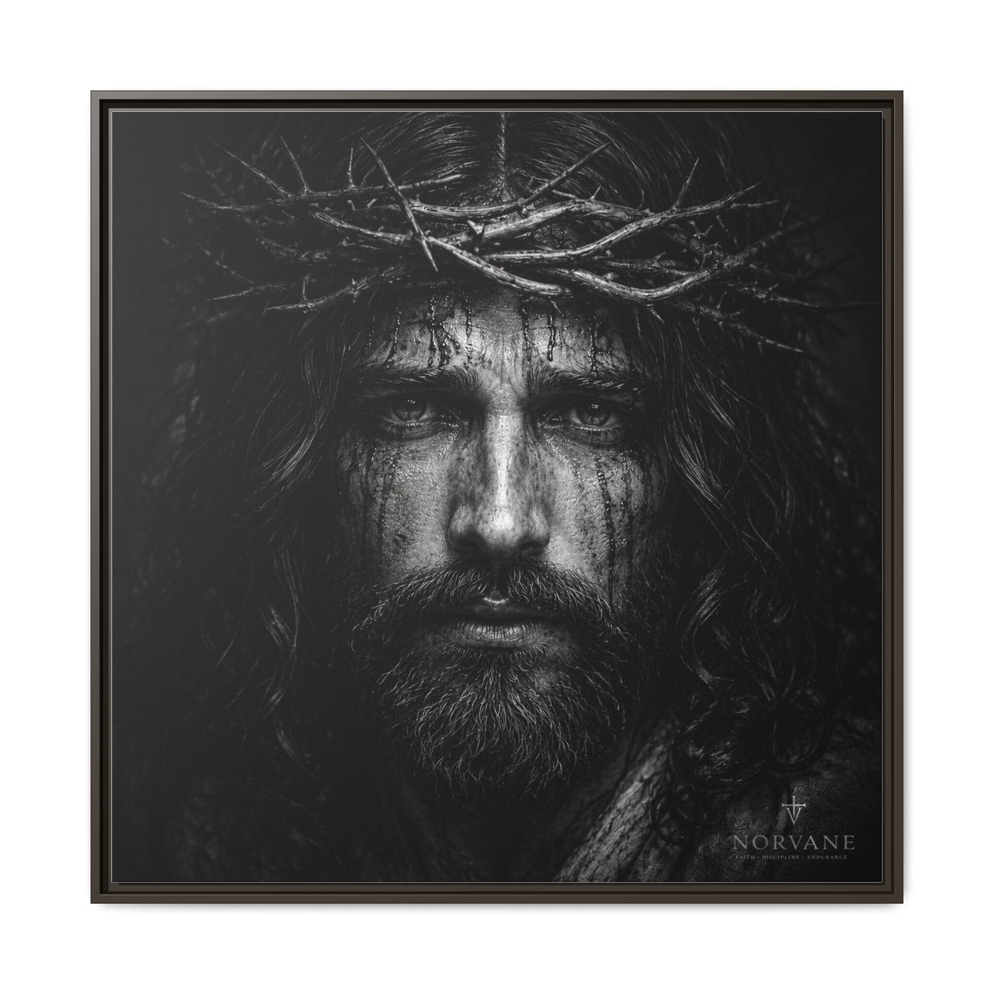 Norvane Jesus Crown of Thorns Canvas Print – Black & White Wall Art in Espresso – view 28