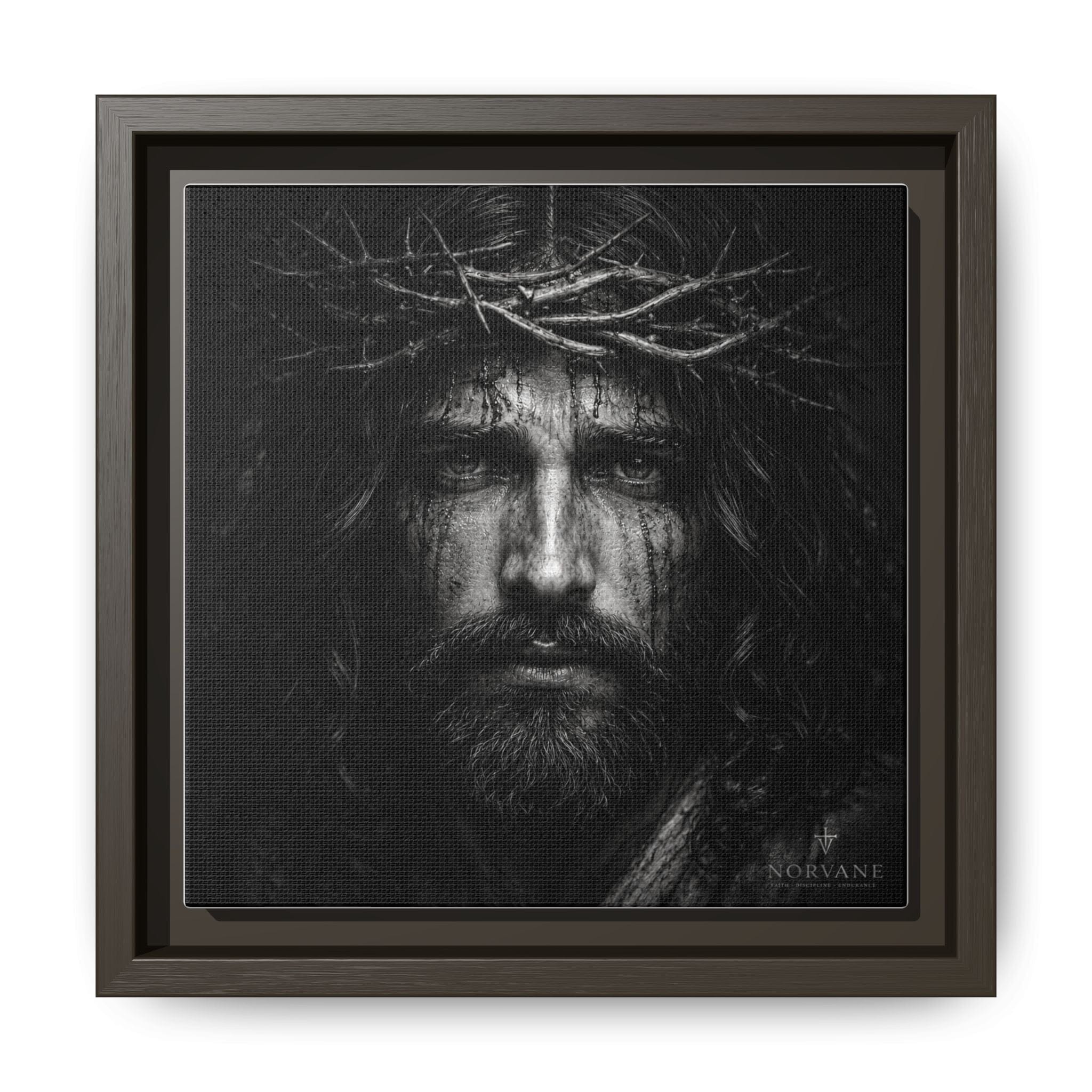 Norvane Jesus Crown of Thorns Canvas Print – Black & White Wall Art in Espresso – view 7