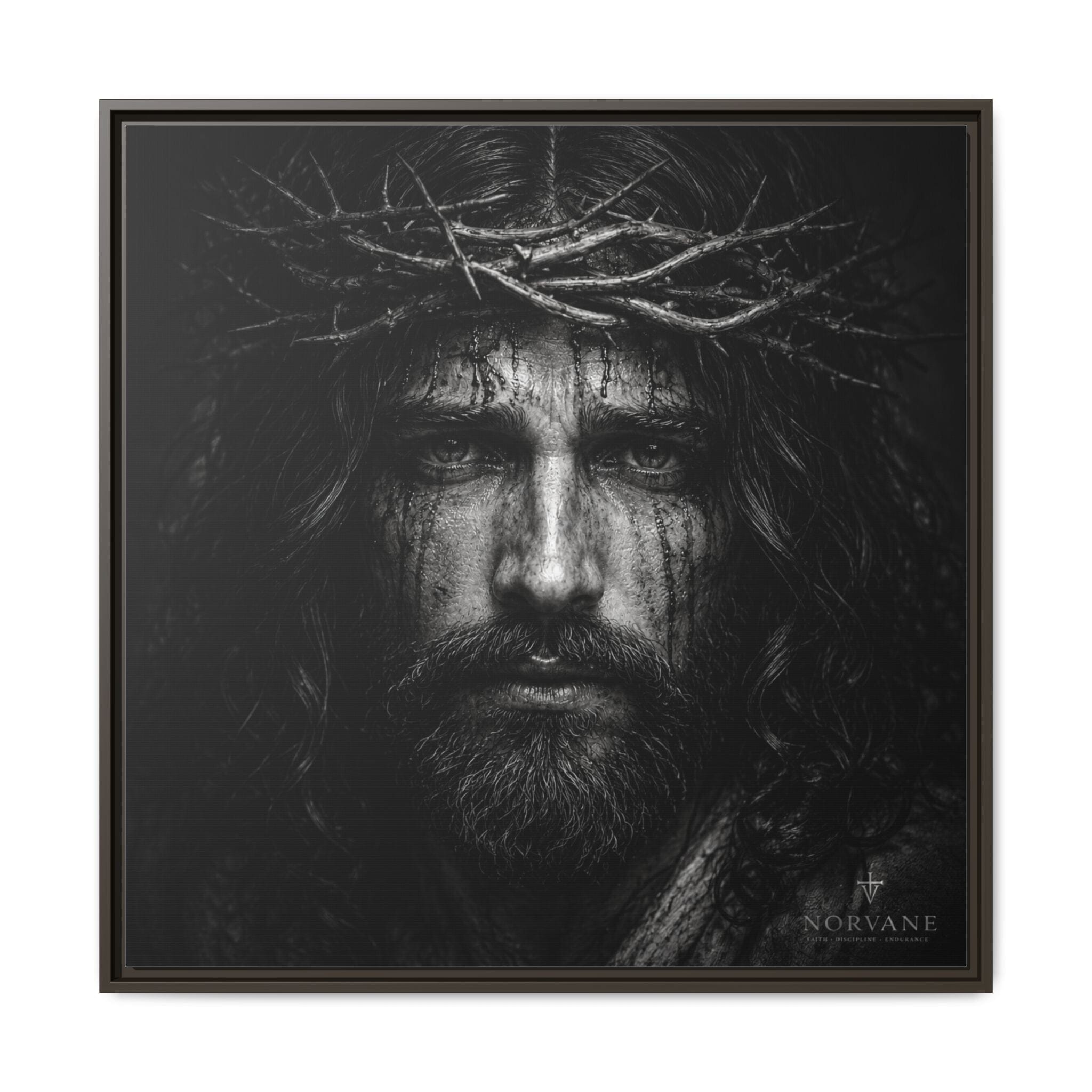 Norvane Jesus Crown of Thorns Canvas Print – Black & White Wall Art in Espresso – view 9