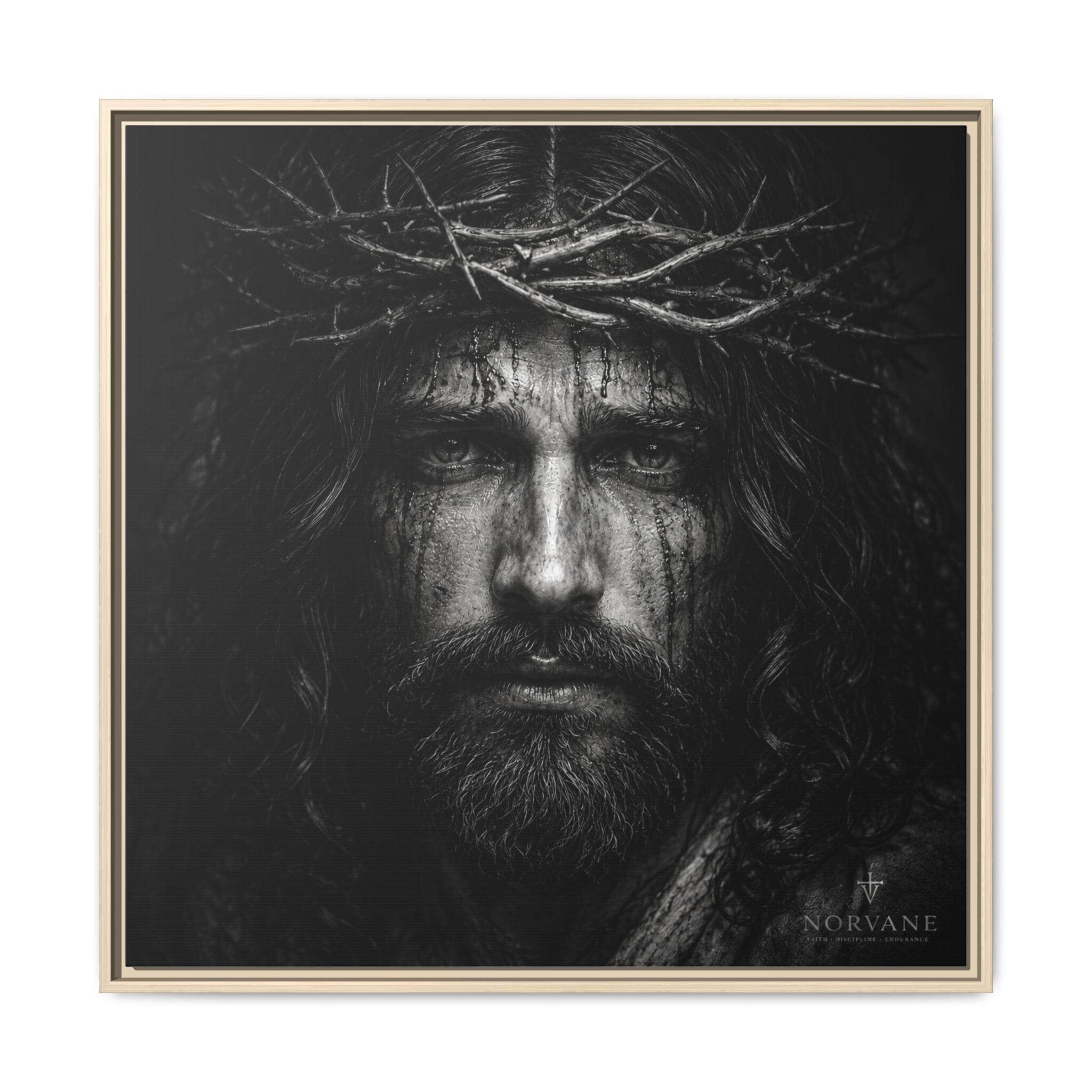 Norvane Jesus Crown of Thorns Canvas Print – Black & White Wall Art in Natural – view 10