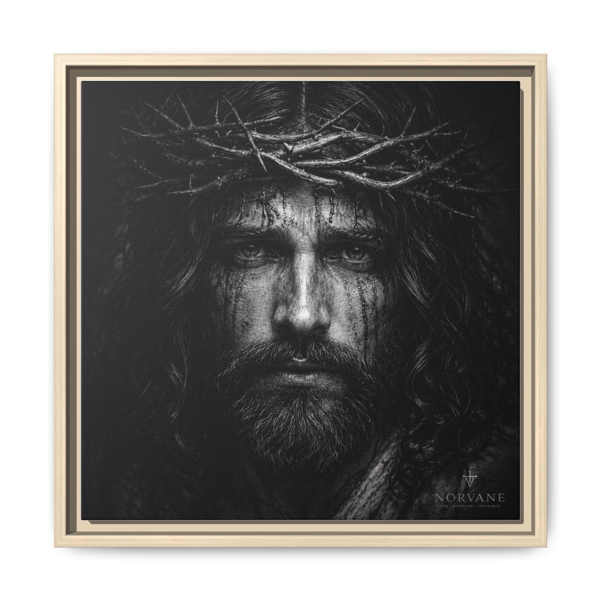 Norvane Jesus Crown of Thorns Canvas Print – Black & White Wall Art in Natural – view 13