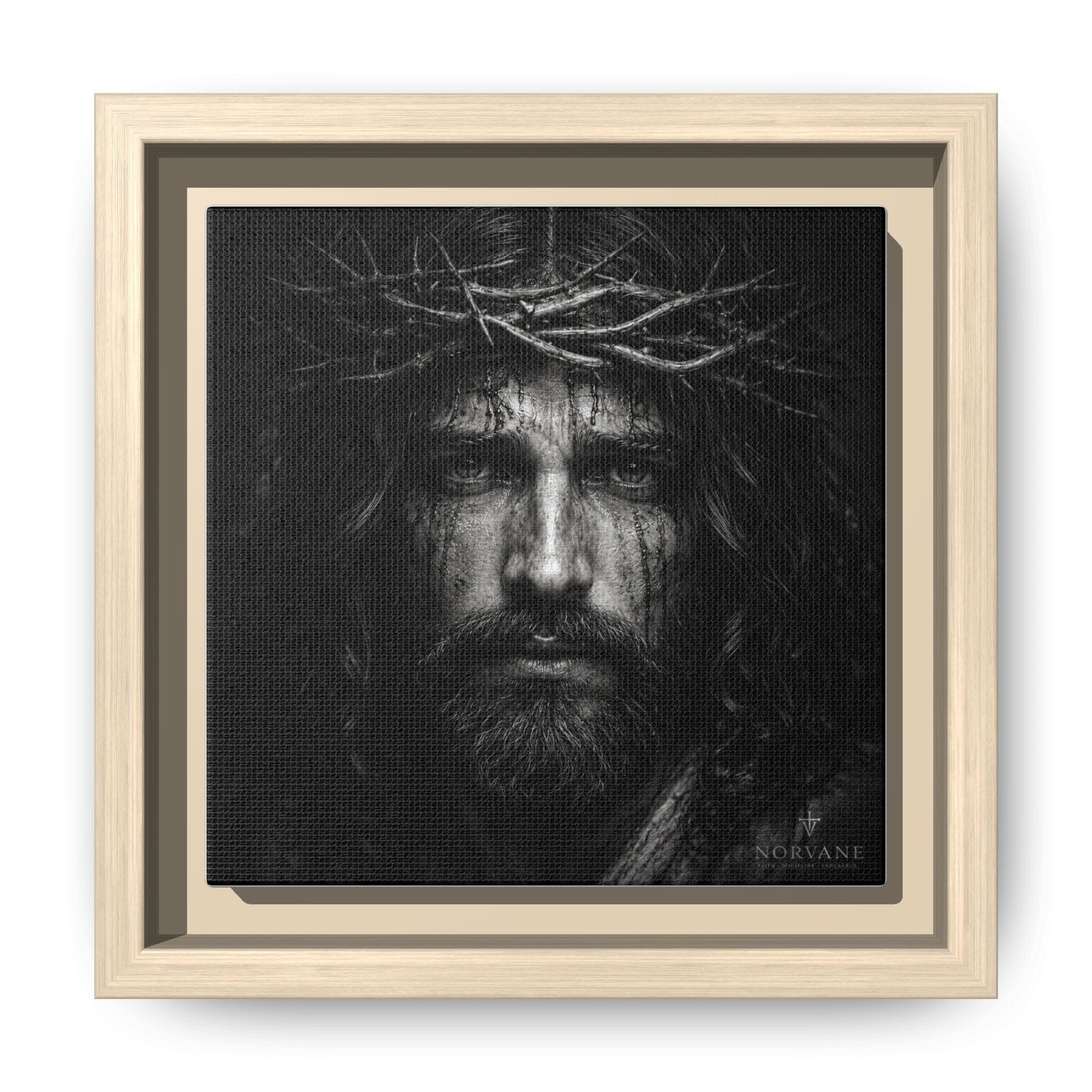 Norvane Jesus Crown of Thorns Canvas Print – Black & White Wall Art in Natural – view 20