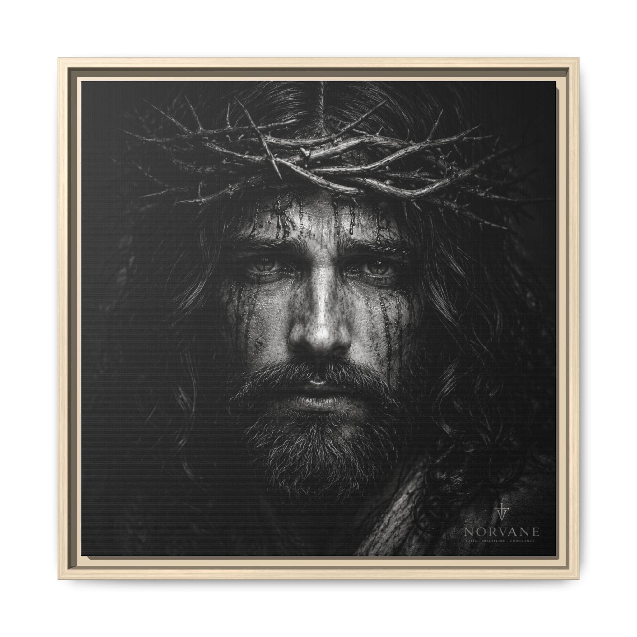Norvane Jesus Crown of Thorns Canvas Print – Black & White Wall Art in Natural – view 23