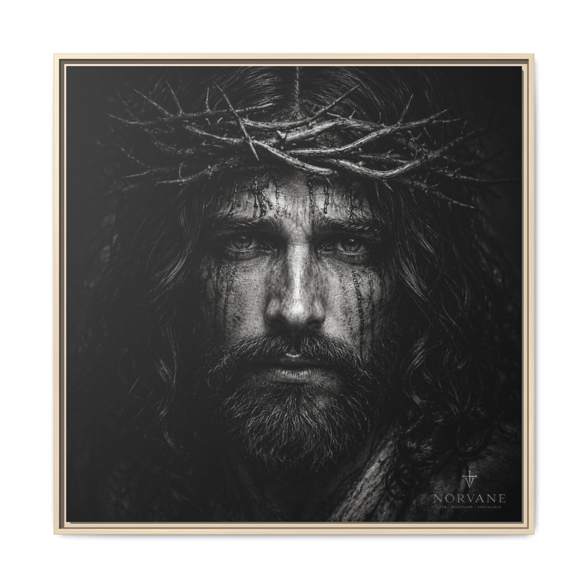 Norvane Jesus Crown of Thorns Canvas Print – Black & White Wall Art in Natural – view 27