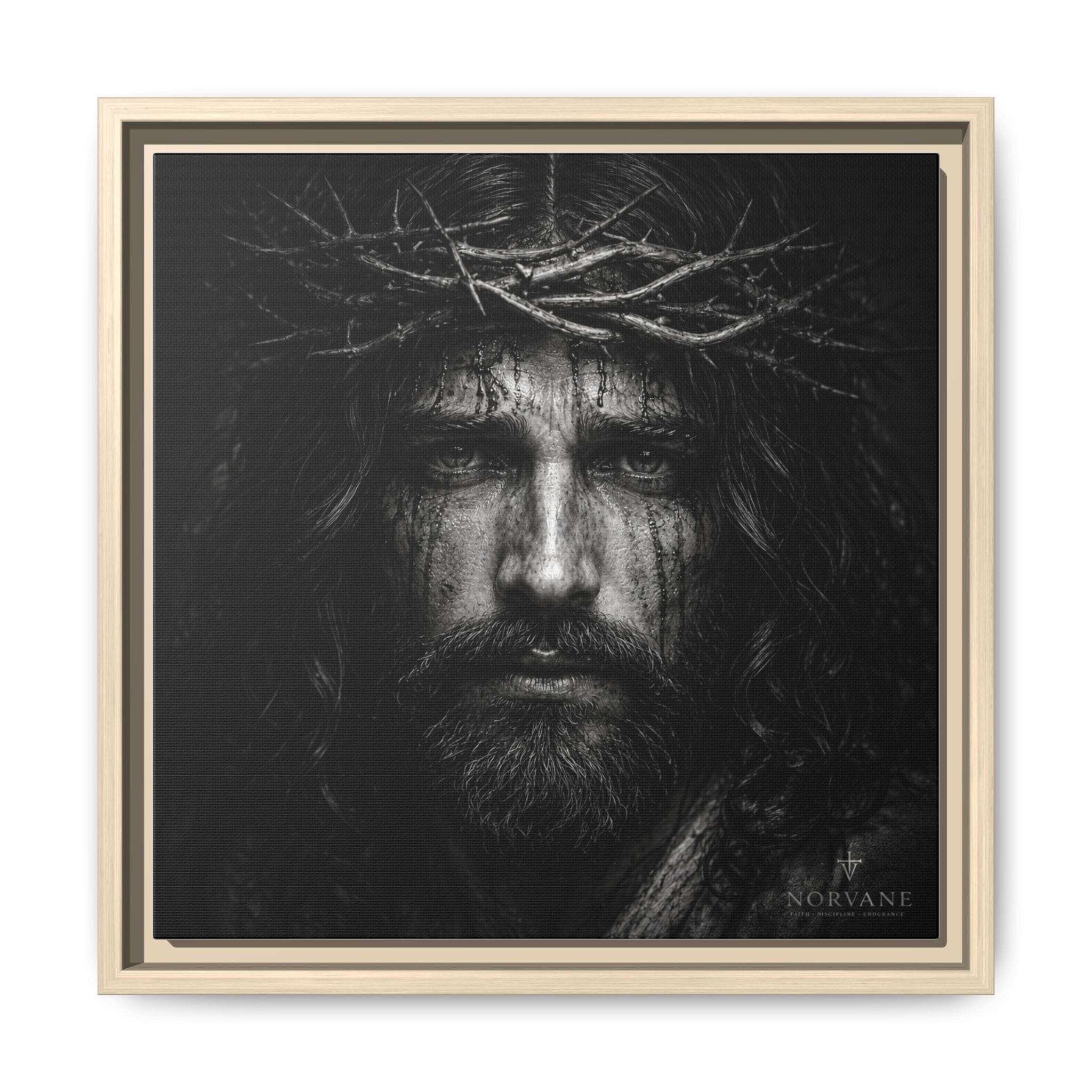 Norvane Jesus Crown of Thorns Canvas Print – Black & White Wall Art in Natural – view 30