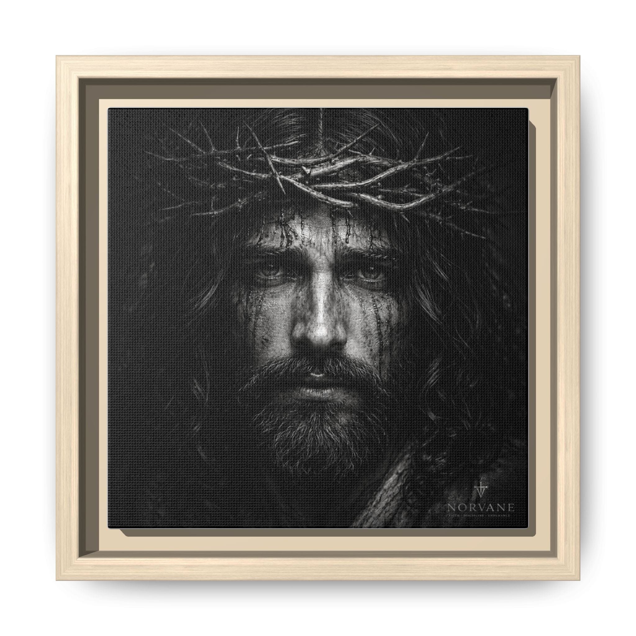 Norvane Jesus Crown of Thorns Canvas Print – Black & White Wall Art in Natural – view 8