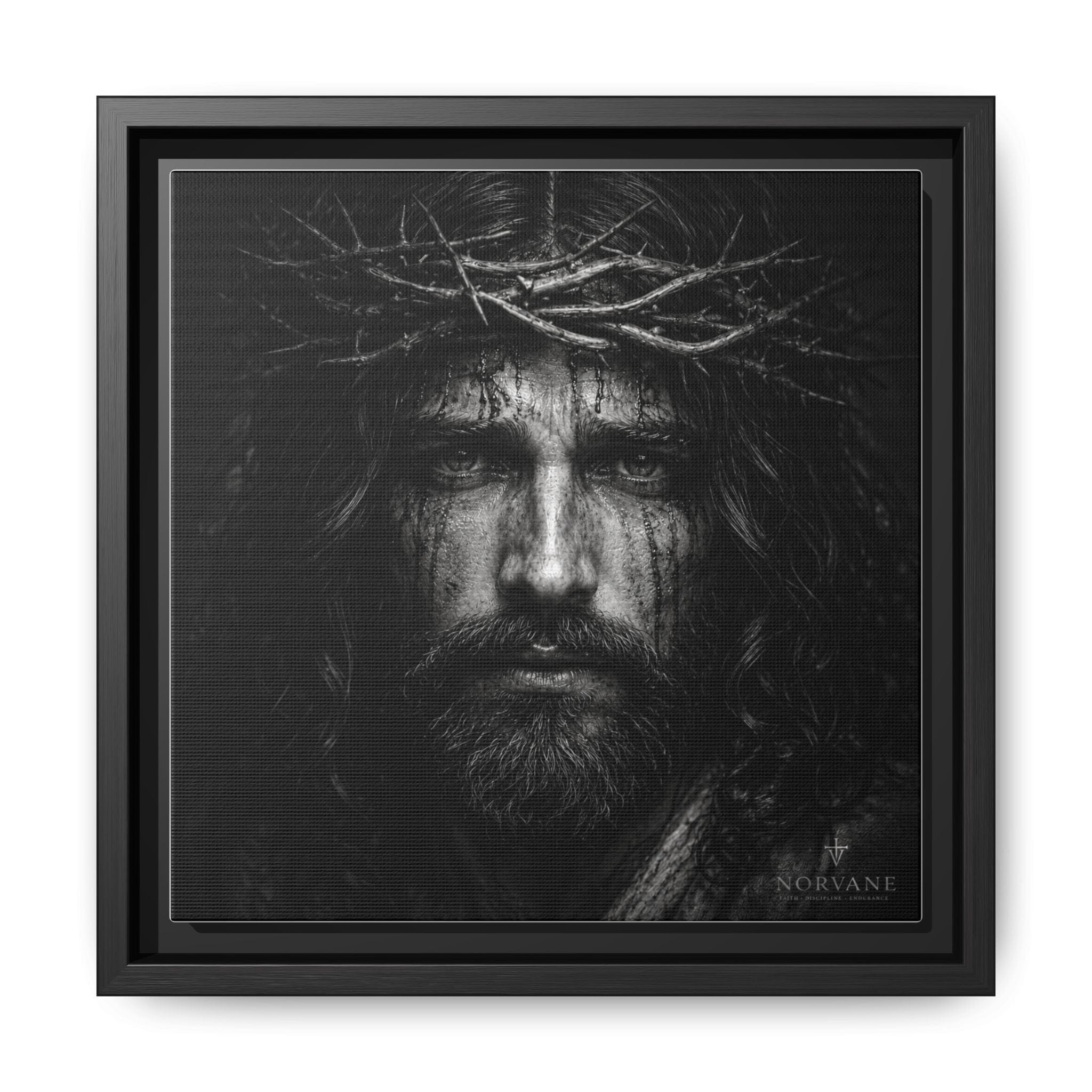 Norvane Jesus Crown of Thorns Canvas Print – Black & White Wall Art Canvas Printify 10″ x 10″ 1.25" Black