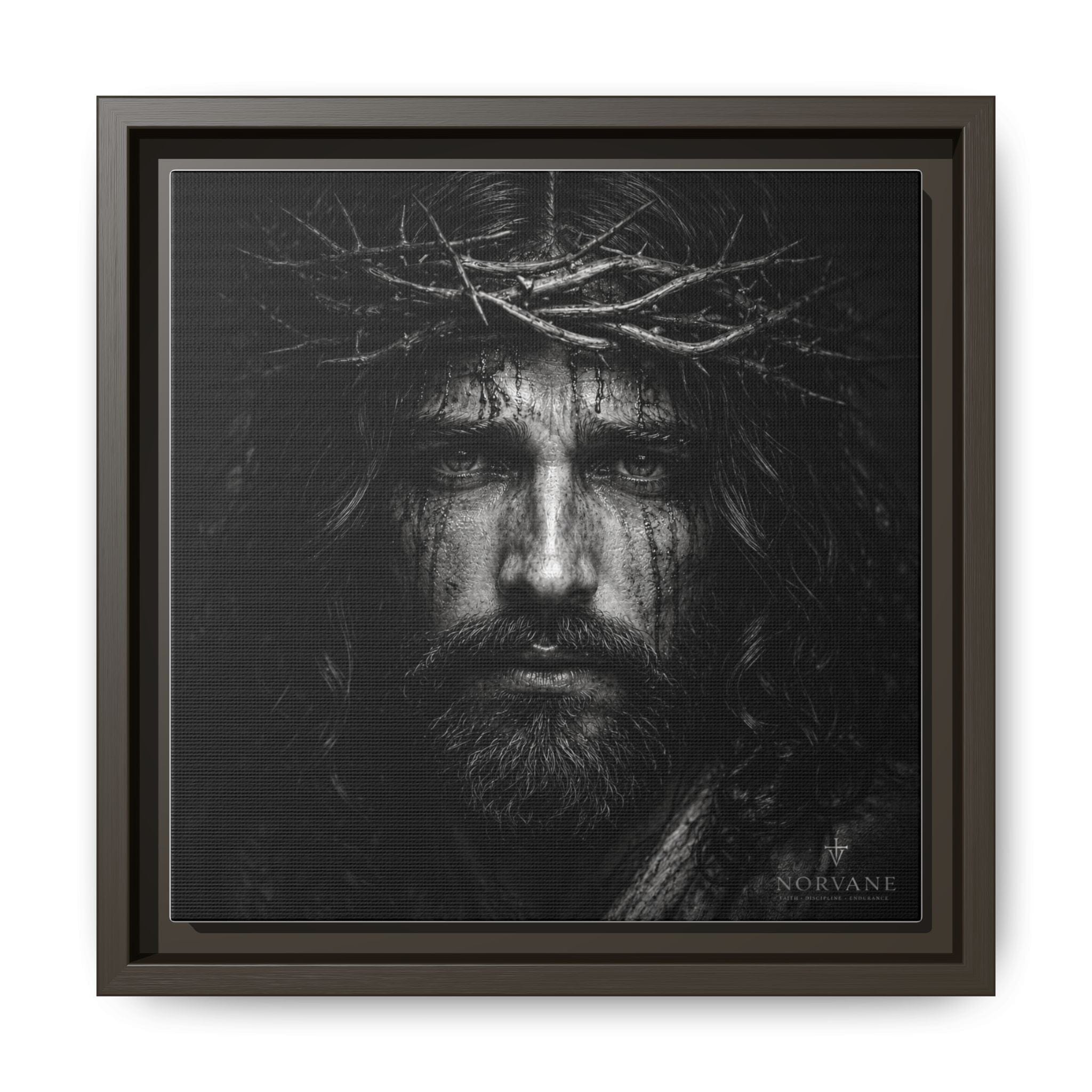 Norvane Jesus Crown of Thorns Canvas Print – Black & White Wall Art Canvas Printify 10″ x 10″ 1.25" Espresso