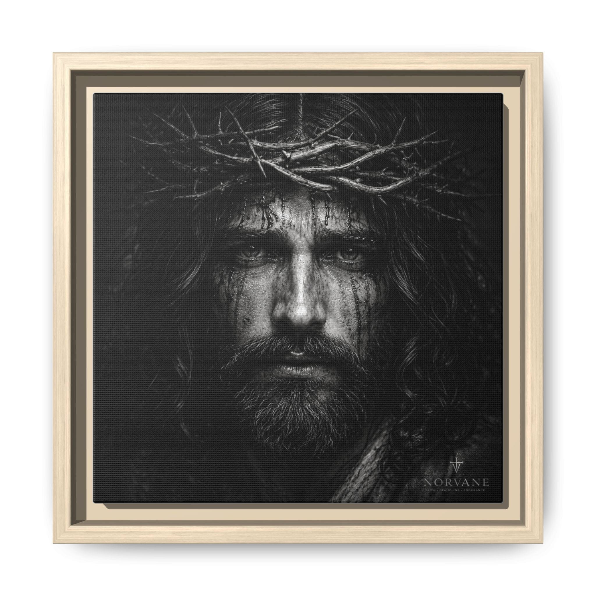 Norvane Jesus Crown of Thorns Canvas Print – Black & White Wall Art Canvas Printify 10″ x 10″ 1.25" Natural