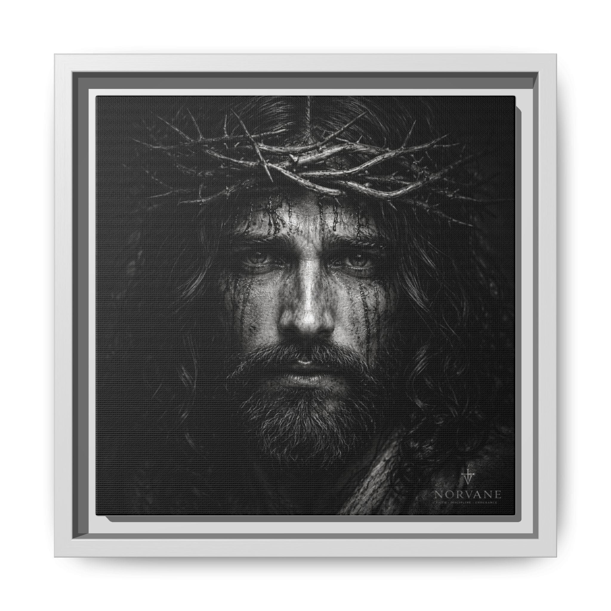 Norvane Jesus Crown of Thorns Canvas Print – Black & White Wall Art Canvas Printify 10″ x 10″ 1.25" White