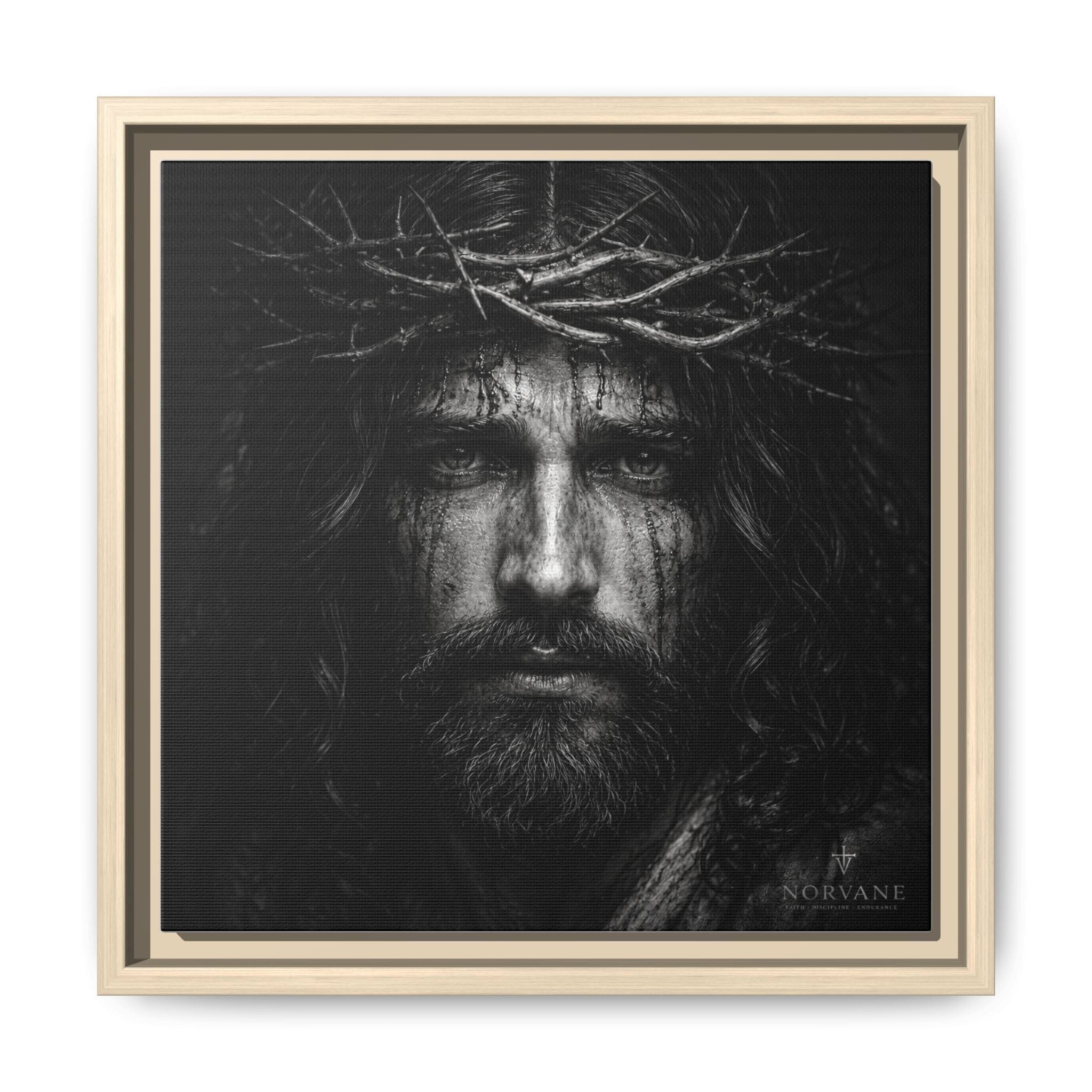 Norvane Jesus Crown of Thorns Canvas Print – Black & White Wall Art Canvas Printify 12″ x 12″ 1.25" Natural