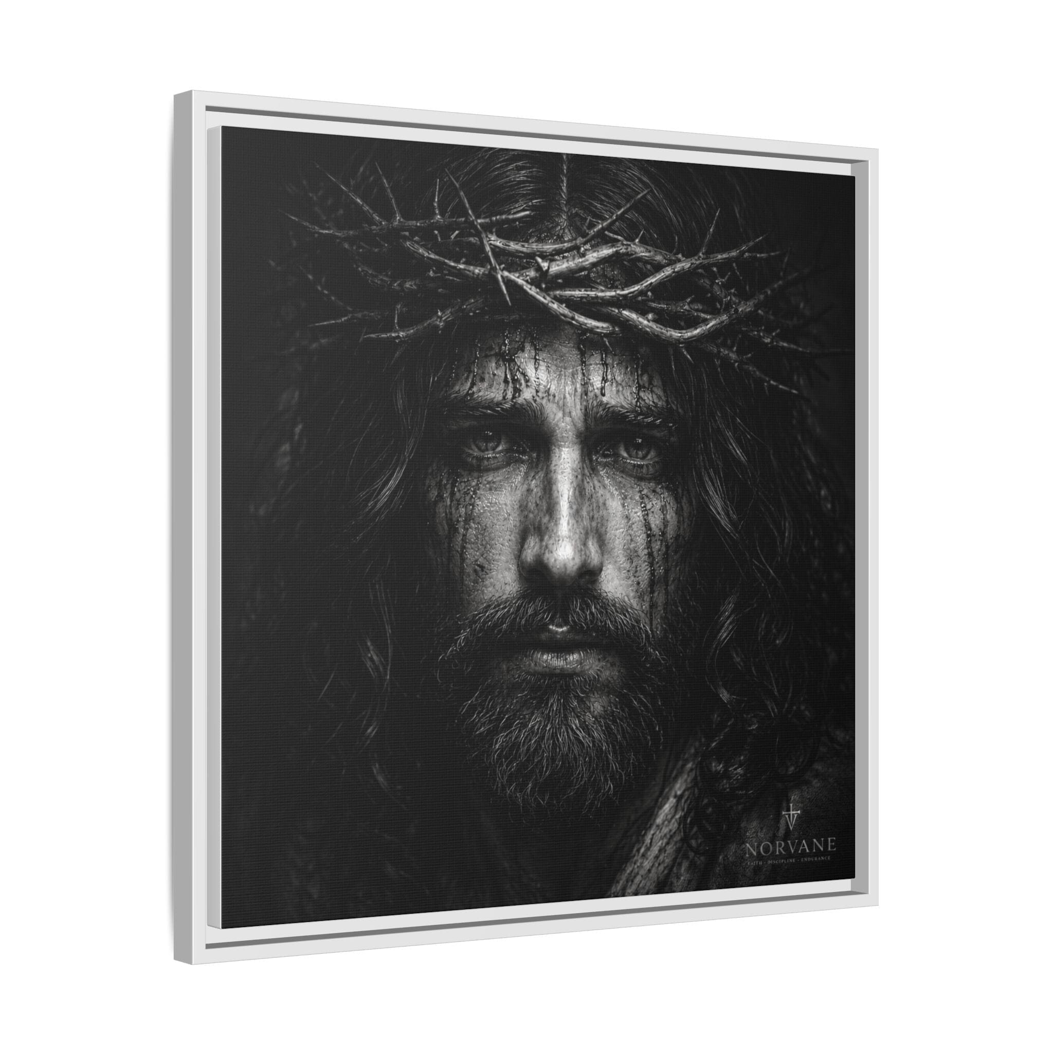 Norvane Jesus Crown of Thorns Canvas Print – Black & White Wall Art Canvas Printify 