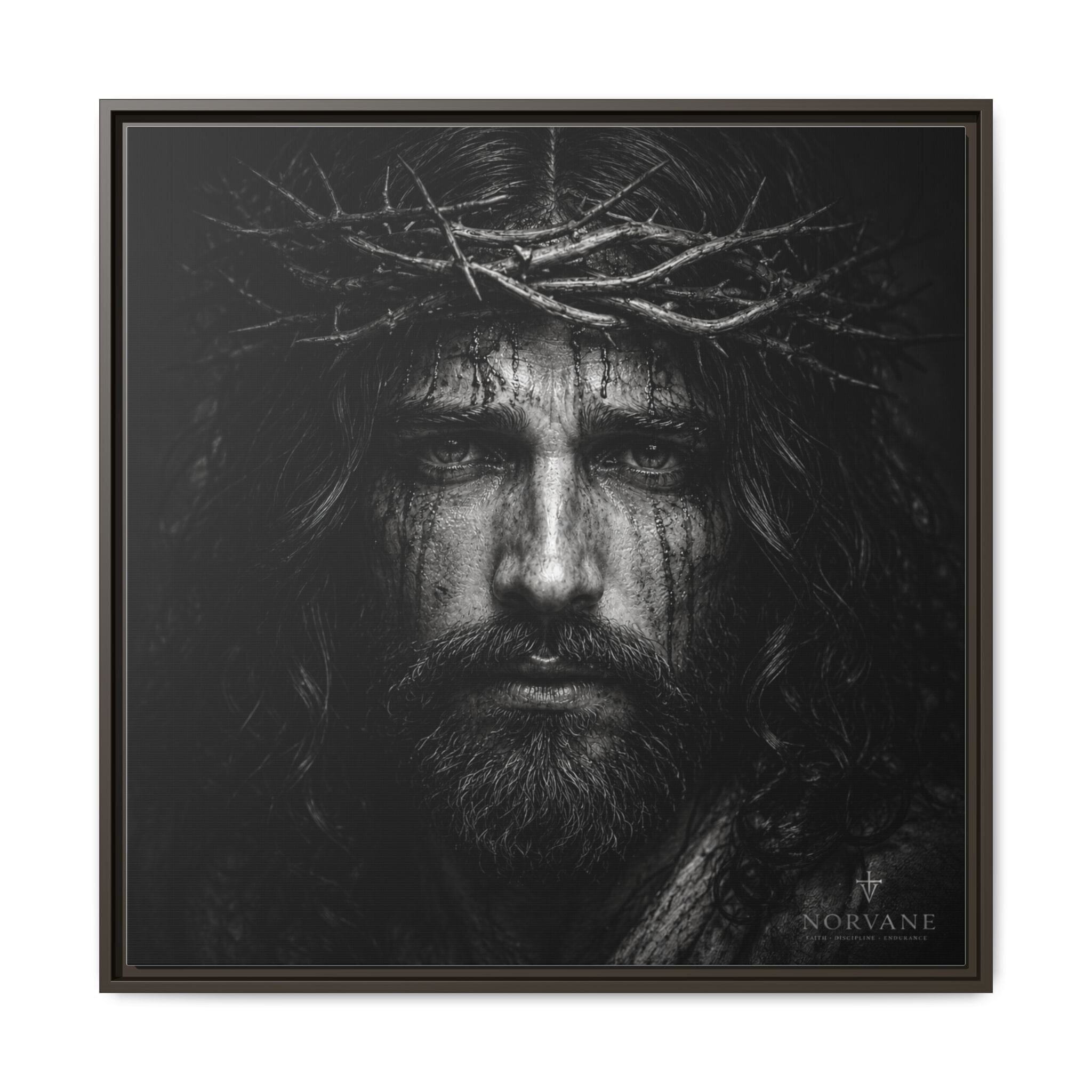Norvane Jesus Crown of Thorns Canvas Print – Black & White Wall Art Canvas Printify 30″ x 30″ 1.25" Espresso