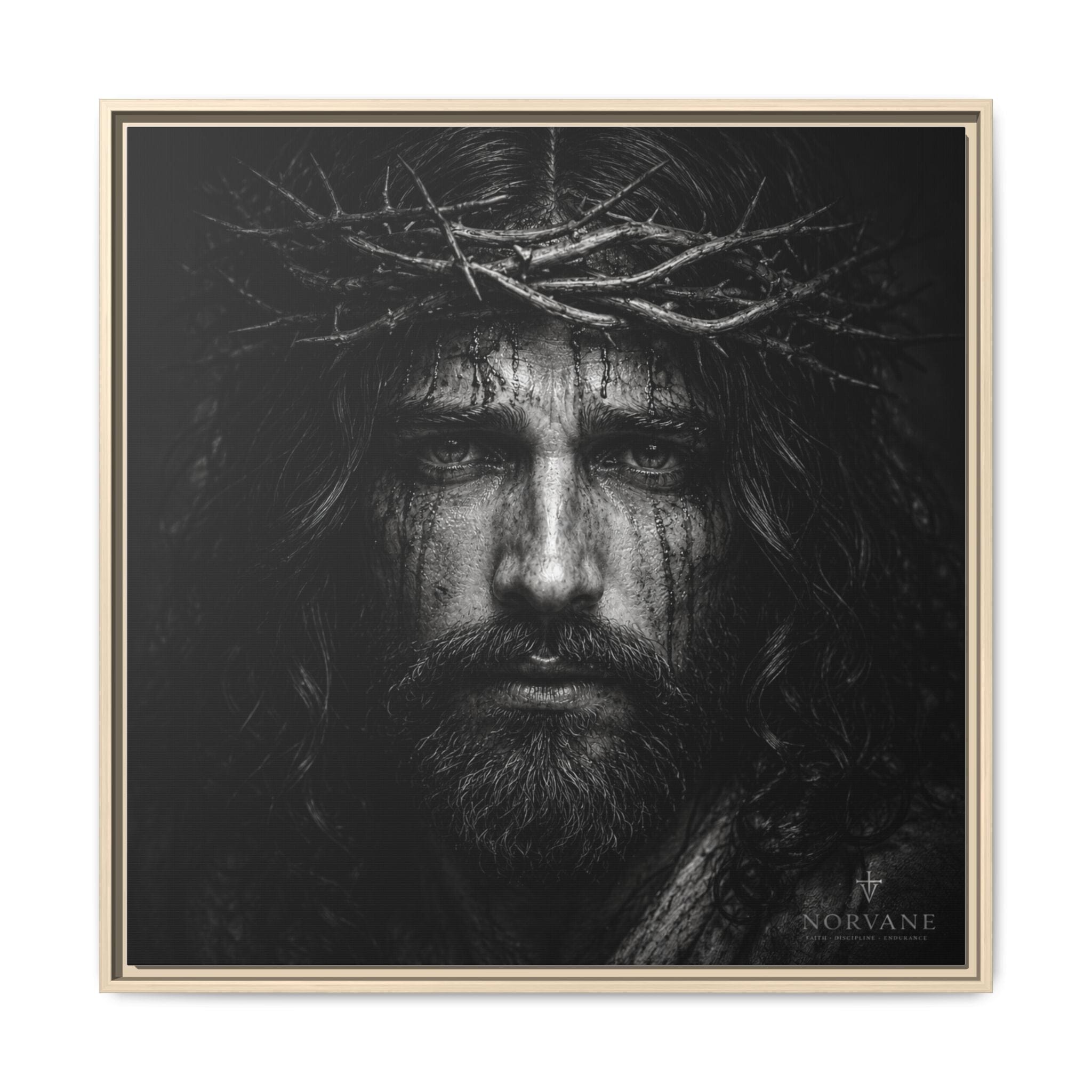 Norvane Jesus Crown of Thorns Canvas Print – Black & White Wall Art Canvas Printify 30″ x 30″ 1.25" Natural