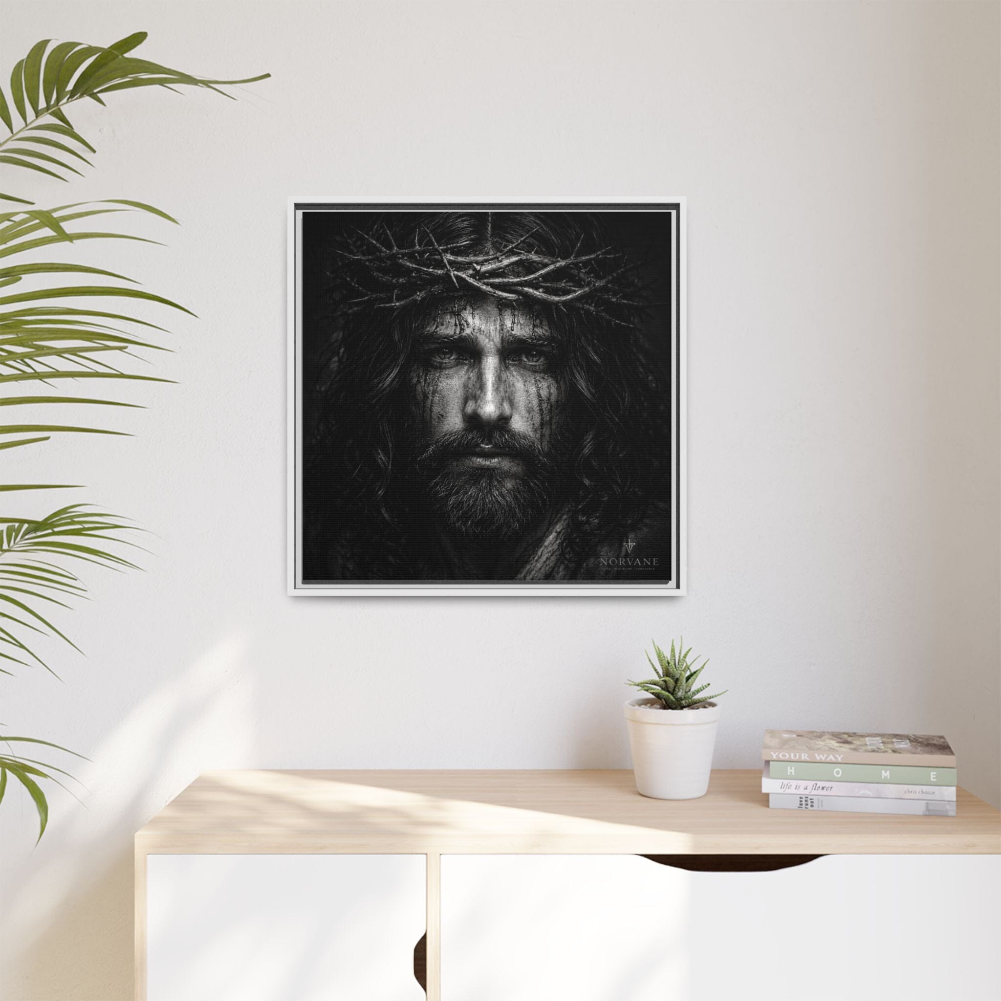 Norvane Jesus Crown of Thorns Canvas Print – Black & White Wall Art Canvas Printify 