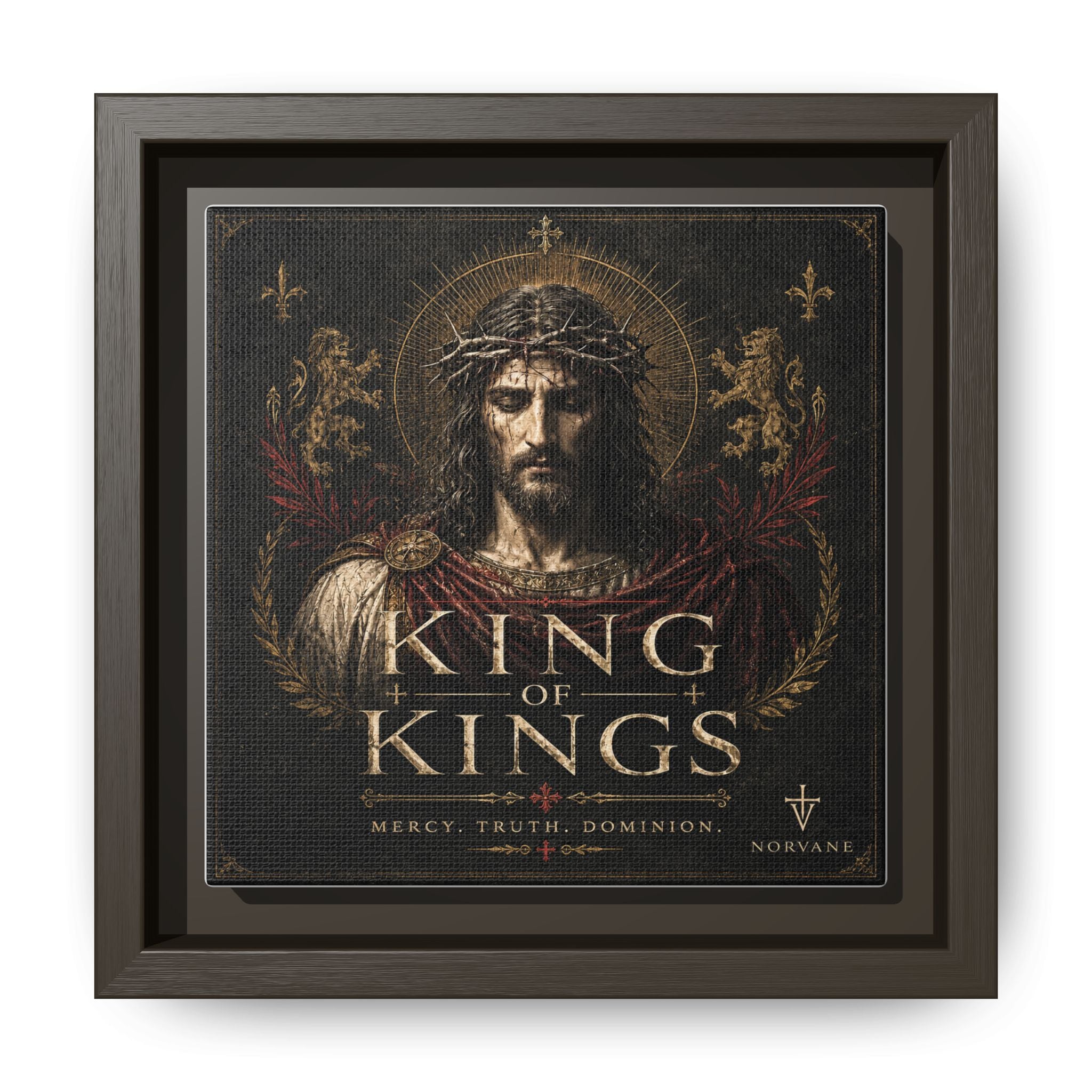 Norvane King of Kings Framed Canvas – Religious Jesus Wall Art in Espresso – view 19
