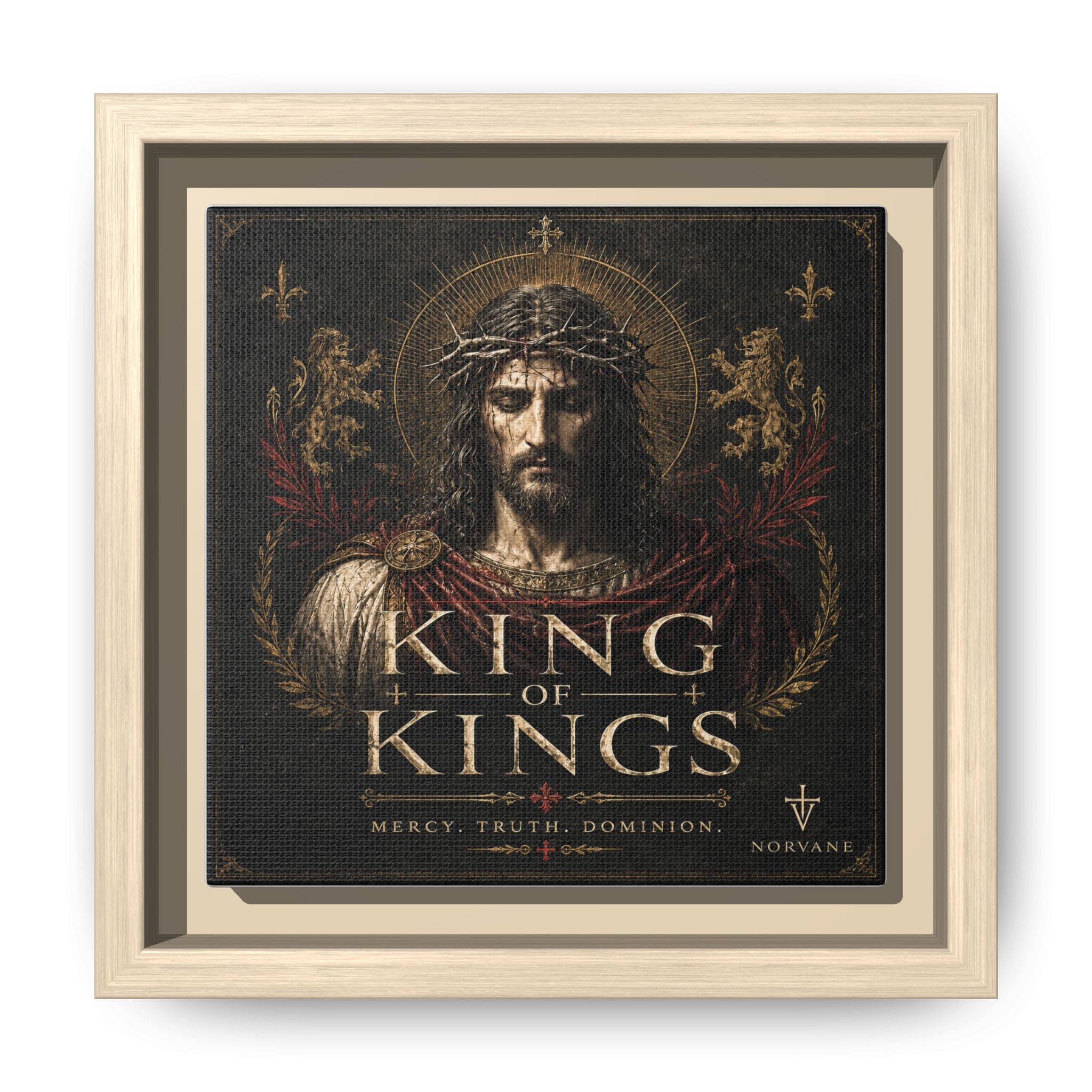 Norvane King of Kings Framed Canvas – Religious Jesus Wall Art in Natural – view 20