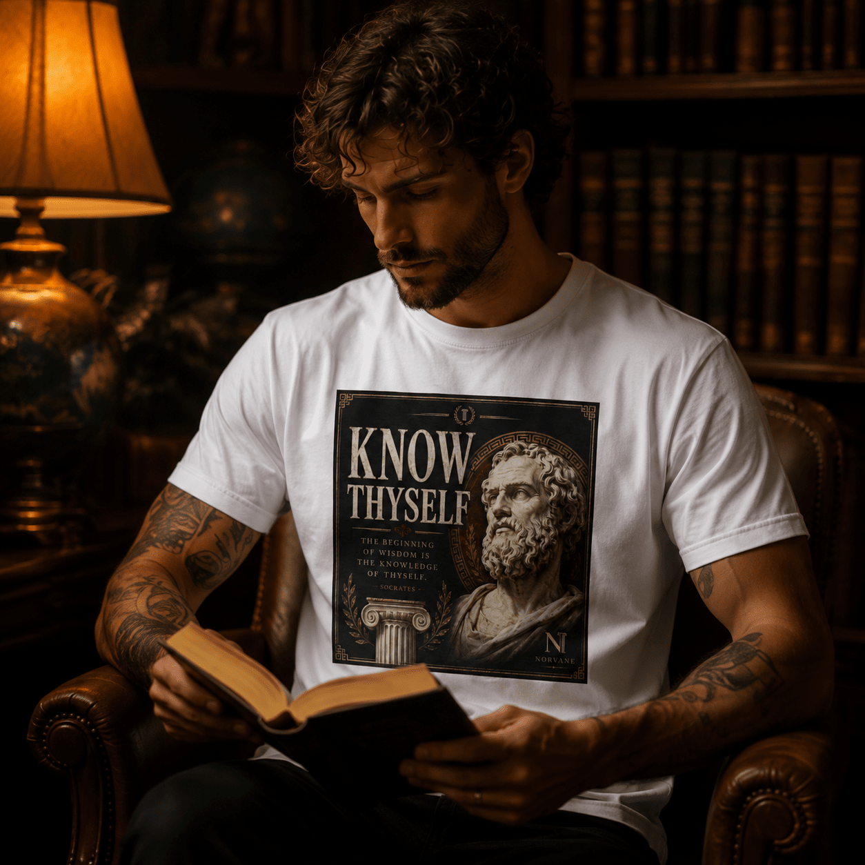 Norvane Know Thyself T-Shirt – Stoic Philosophy Graphic Tee in White
